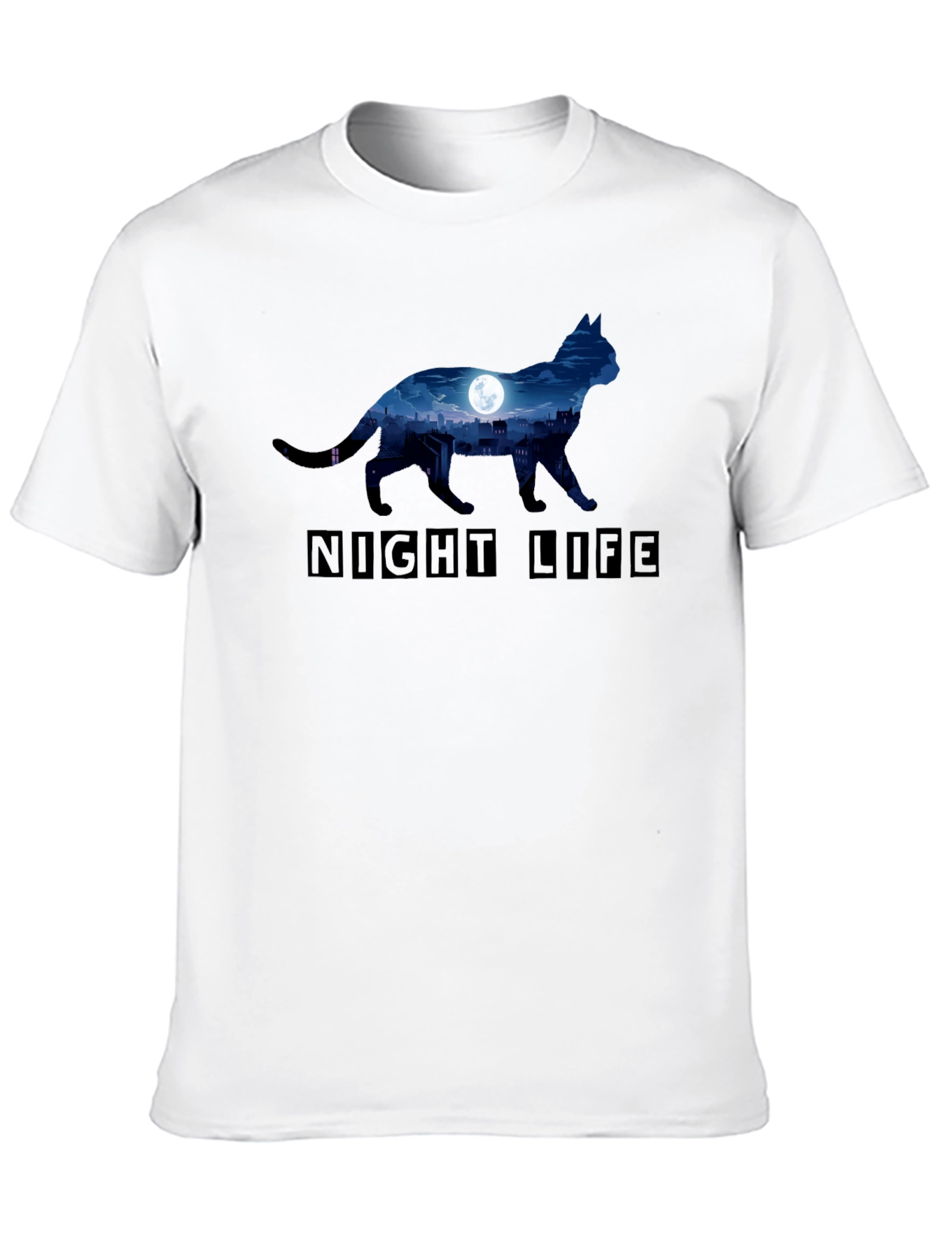 Night Life Cat Graphic T-Shirt