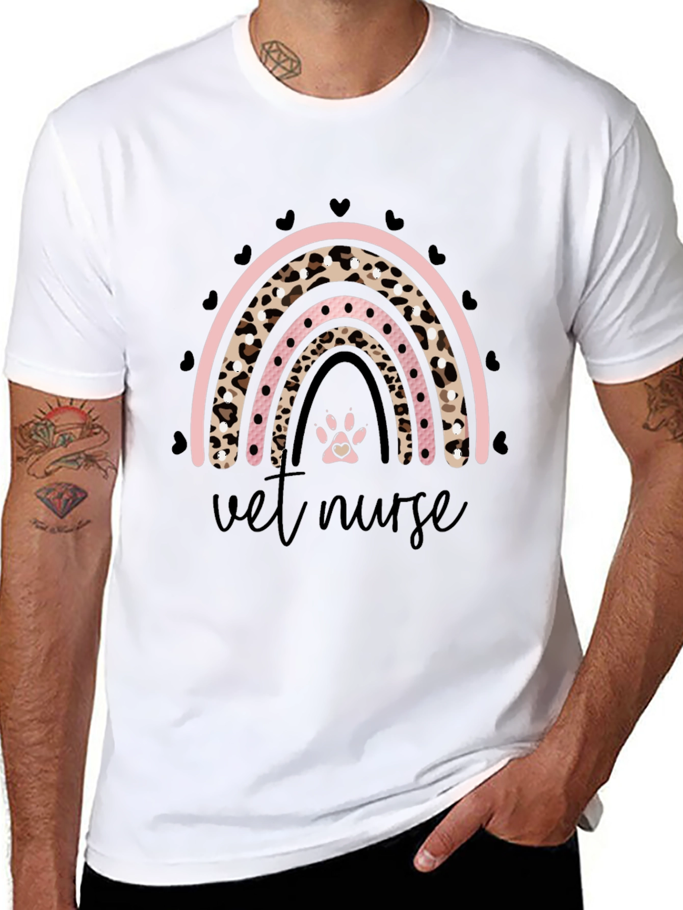Vet Nurse Leopard Rainbow T-Shirt