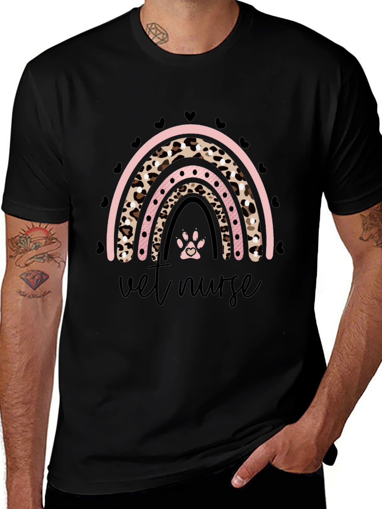 Vet Nurse Leopard Rainbow T-Shirt