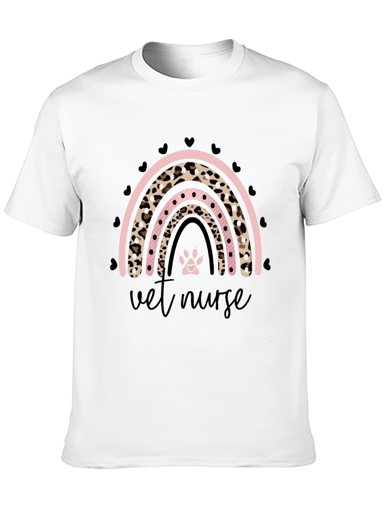 Vet Nurse Leopard Rainbow T-Shirt