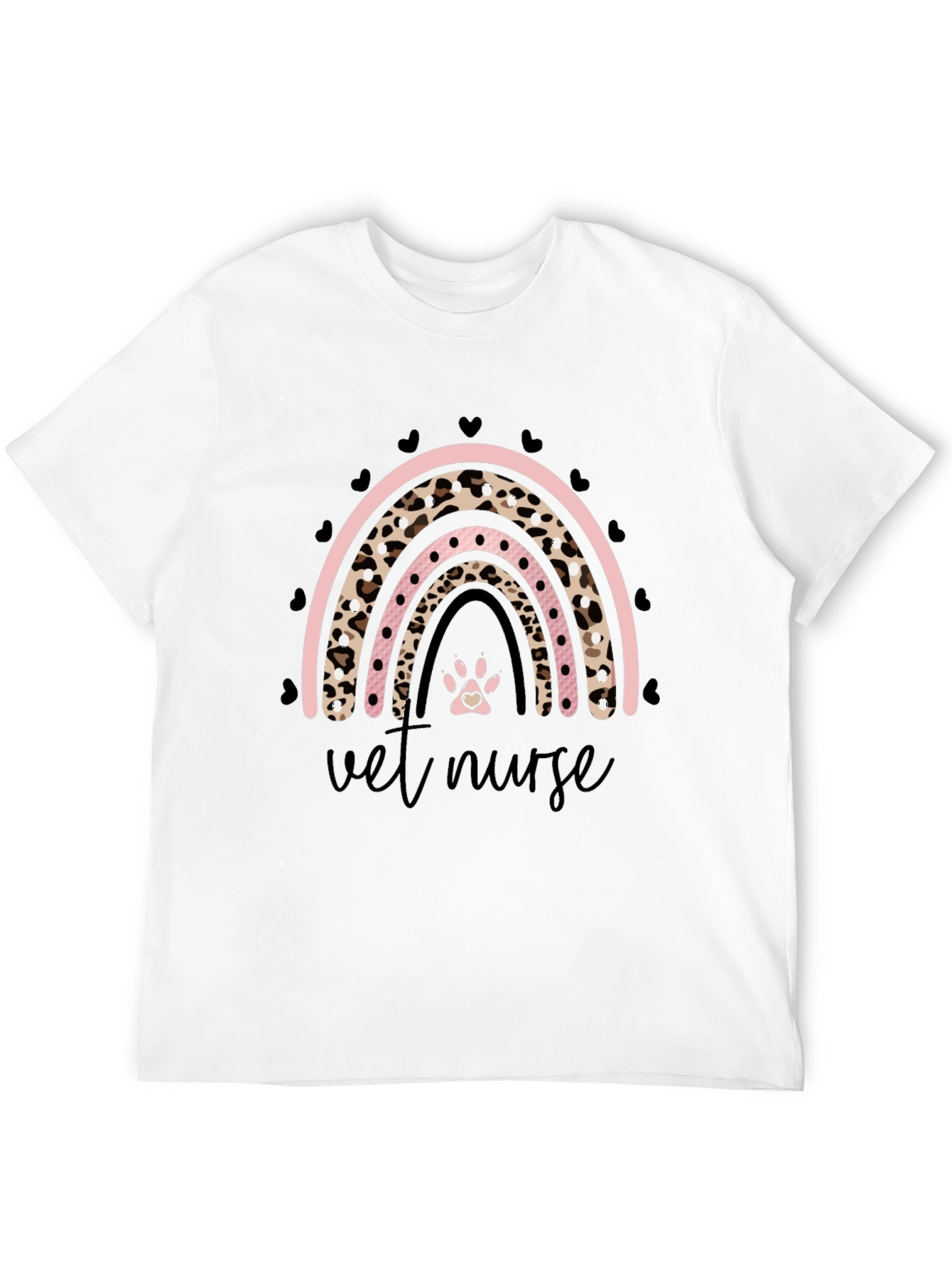 Vet Nurse Leopard Rainbow T-Shirt