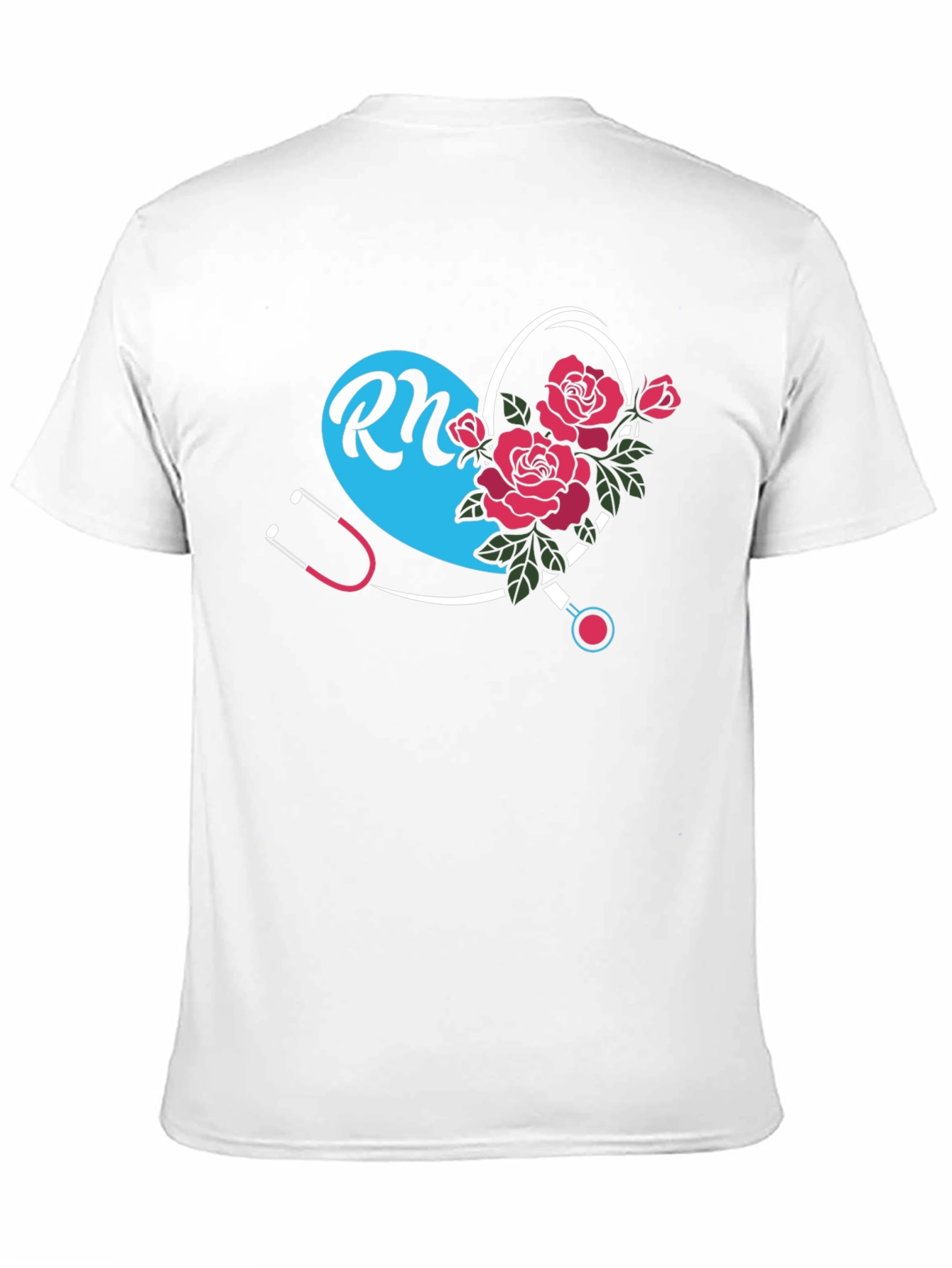 RN Nurse Heart Rose Graphic Tee - Black