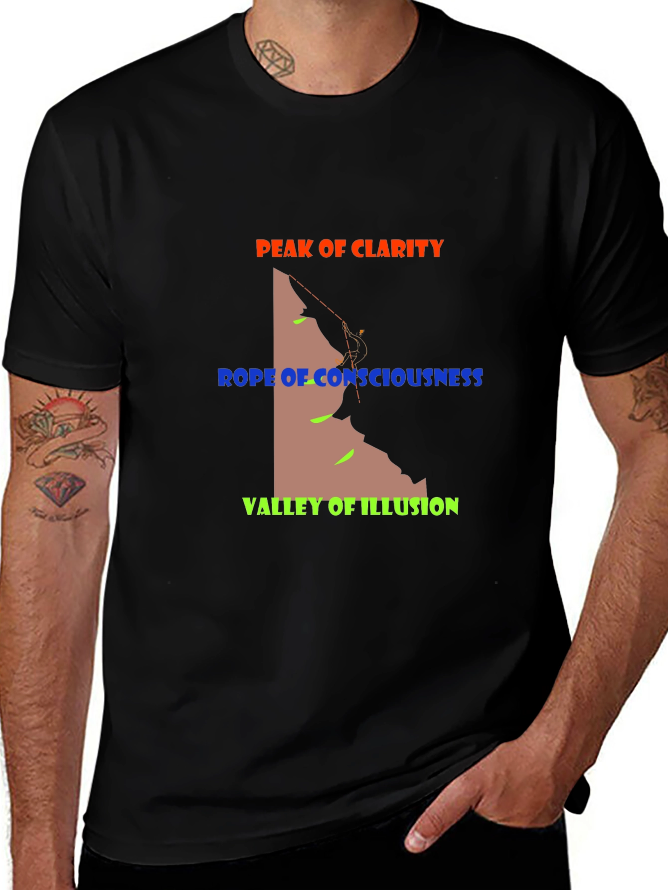 Peak Clarity Climbing Graphic Tee - Black
