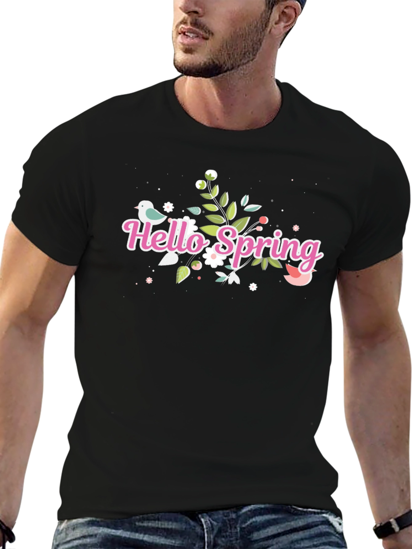 Hello Spring Black T-Shirt