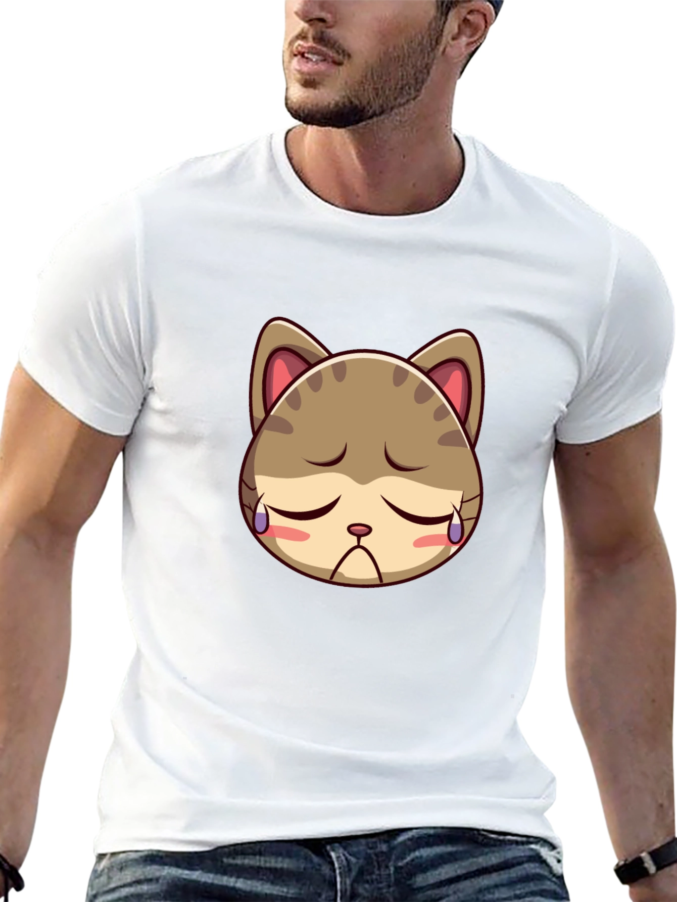 Sad Kitten Black T-Shirt