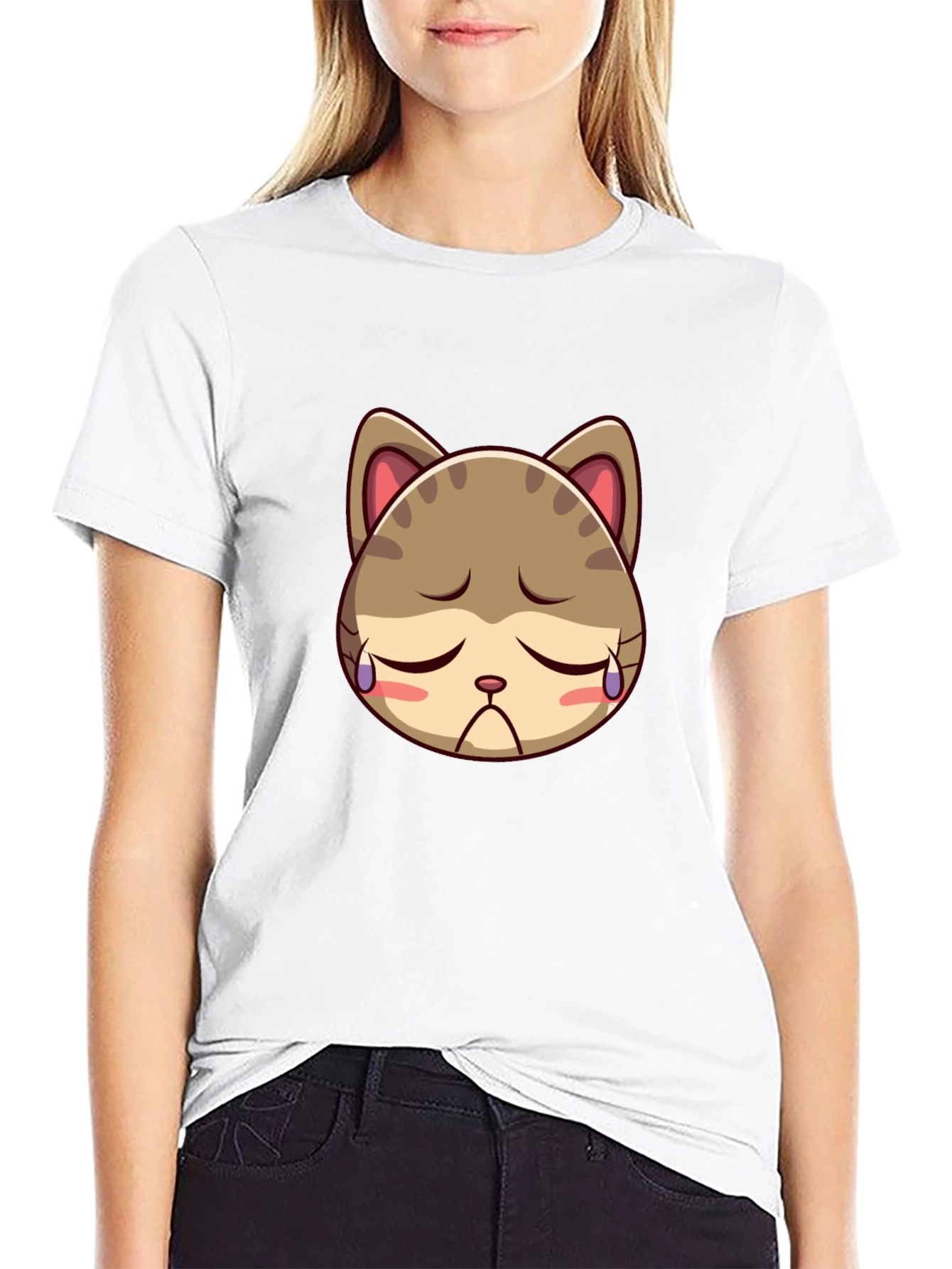 Sad Kitten Black T-Shirt