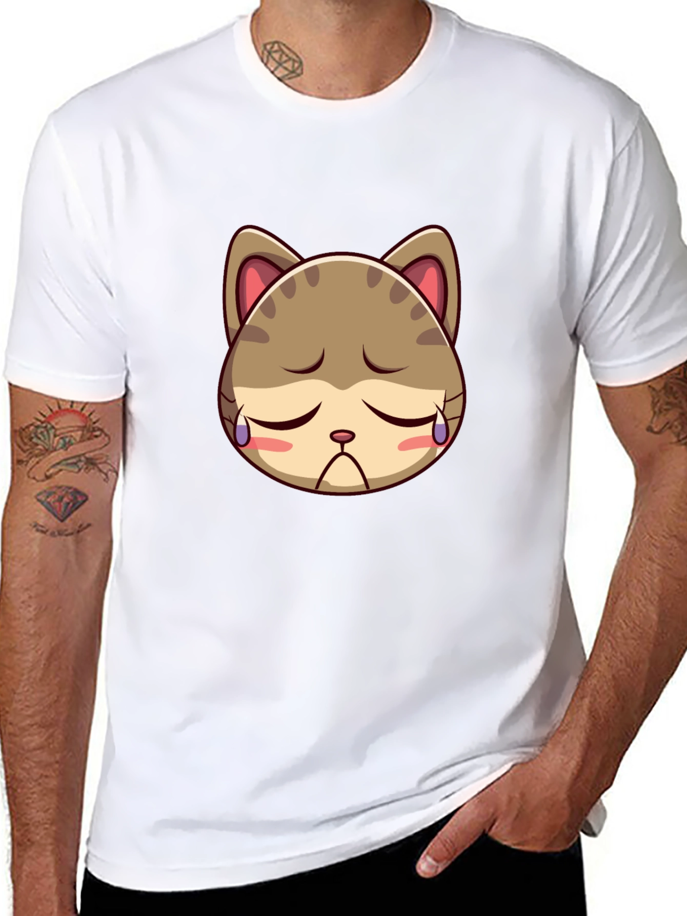 Sad Kitten Black T-Shirt