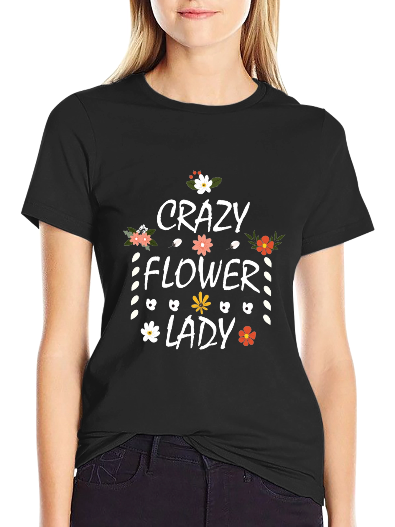 Crazy Flower Lady T-Shirt - Floral Design