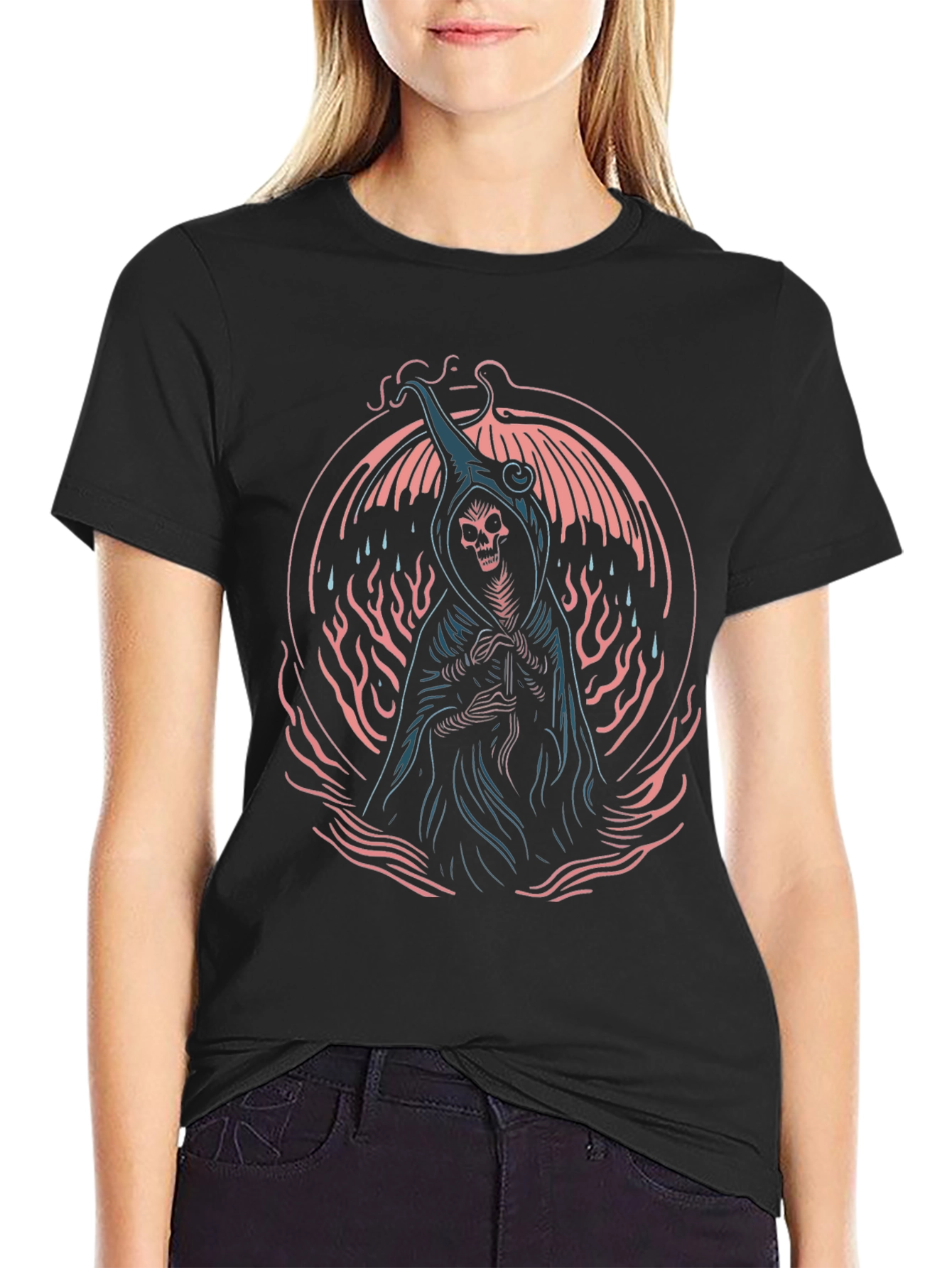 Grim Reaper Graphic Tee - Black Cotton T-Shirt