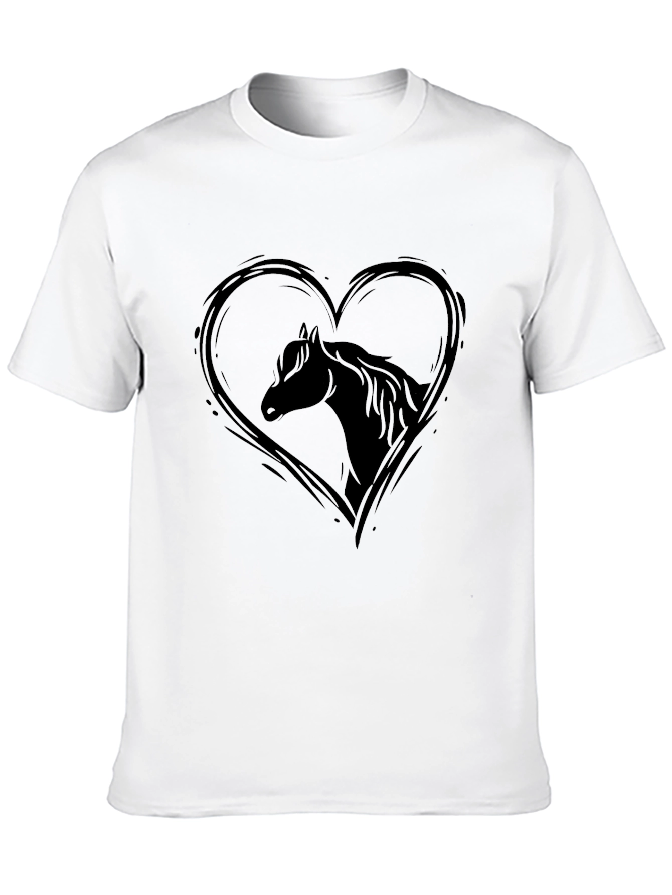 Horse Lover Heart T-Shirt - Black