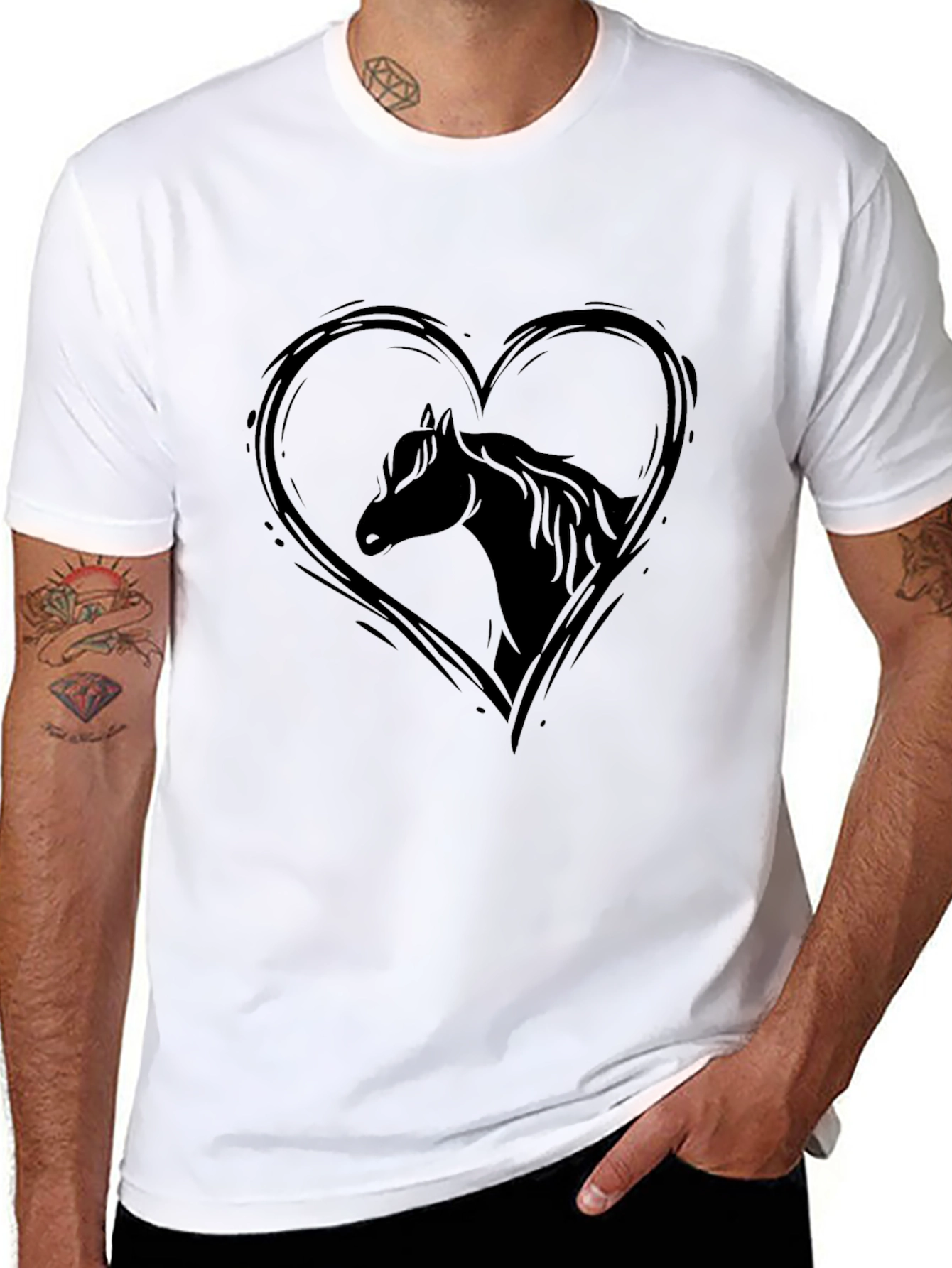 Horse Lover Heart T-Shirt - Black