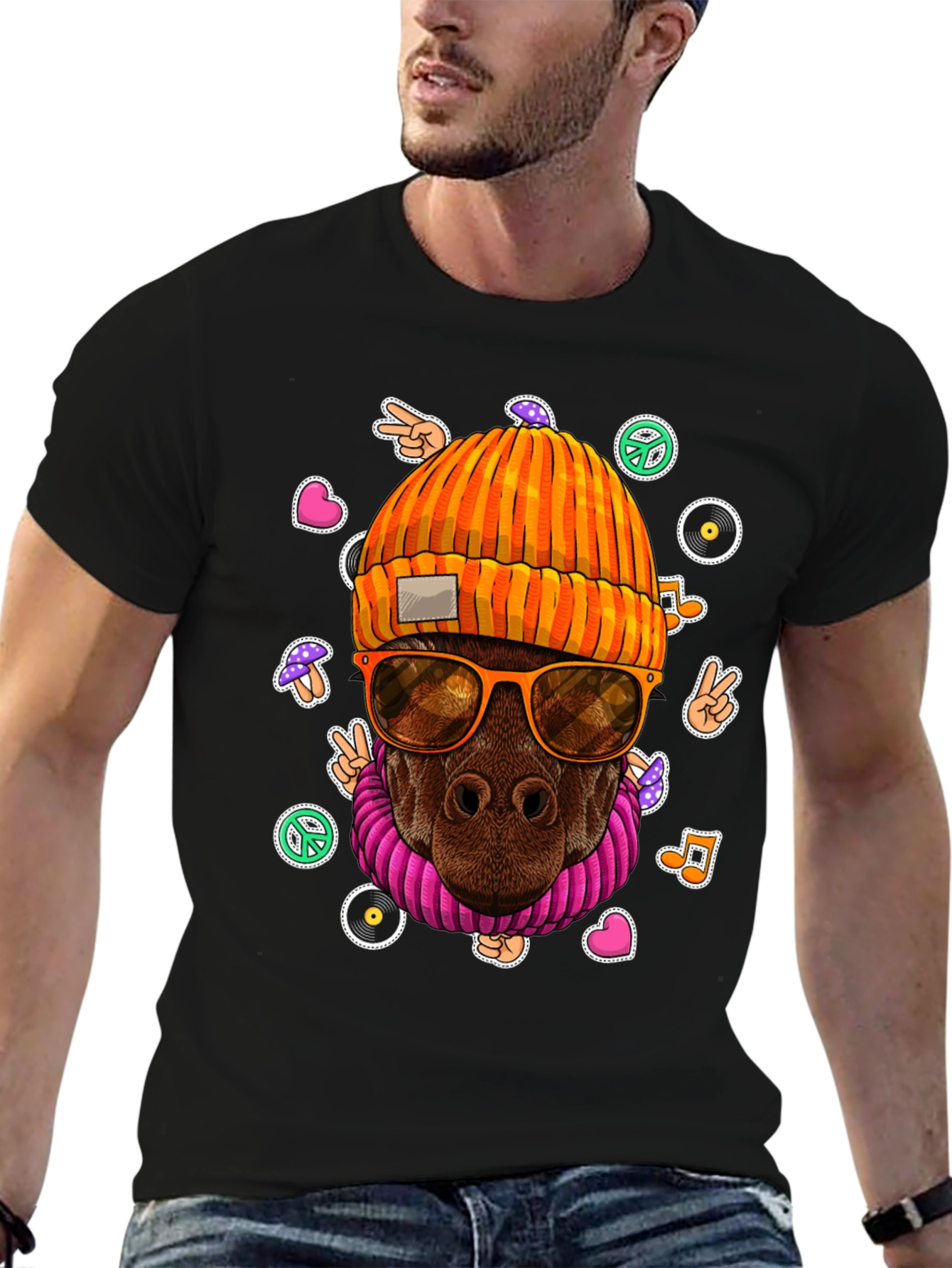 Cool Dog Graphic Tee - Hippie Pup T-Shirt