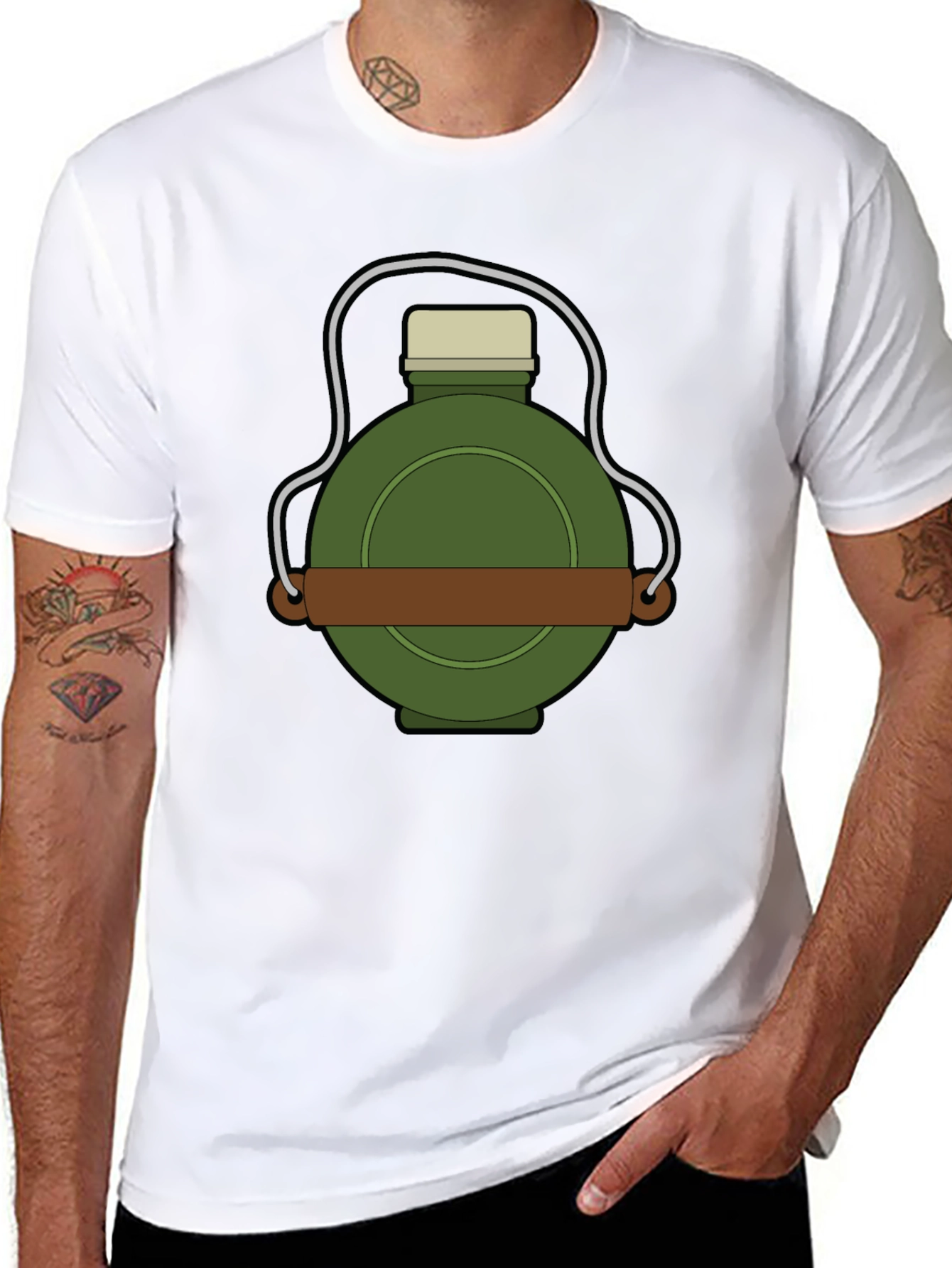 Cartoon Canteen Graphic T-Shirt - Black