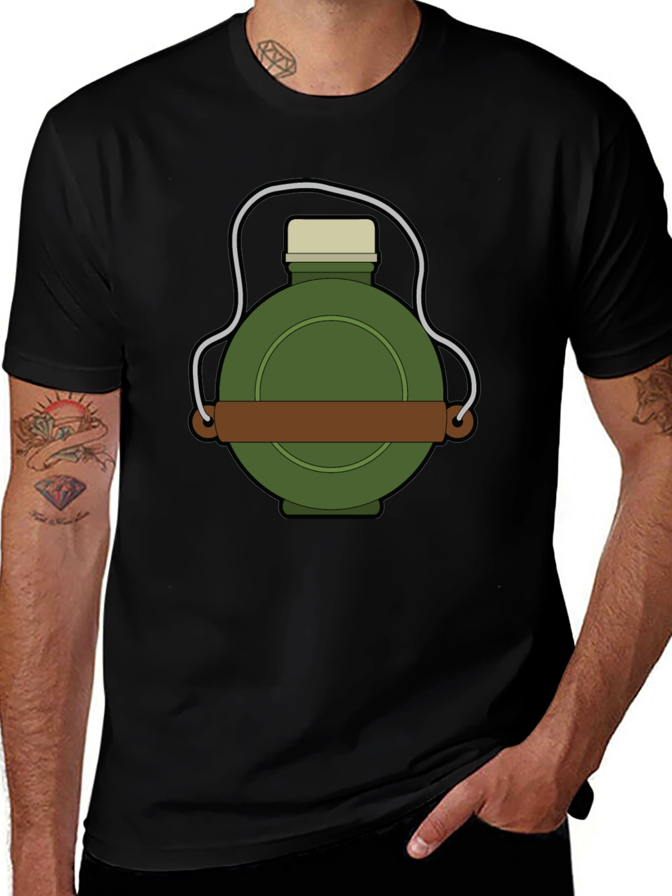 Cartoon Canteen Graphic T-Shirt - Black