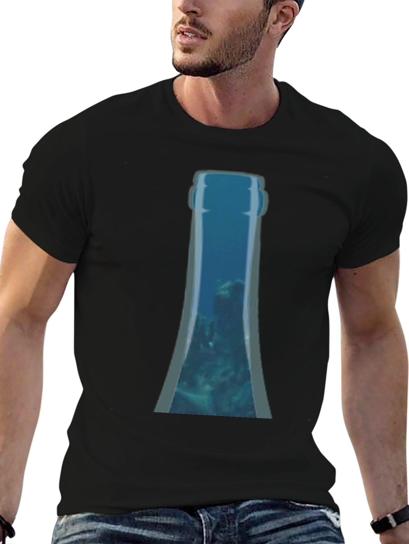 Underwater Bottle Graphic Print T-Shirt