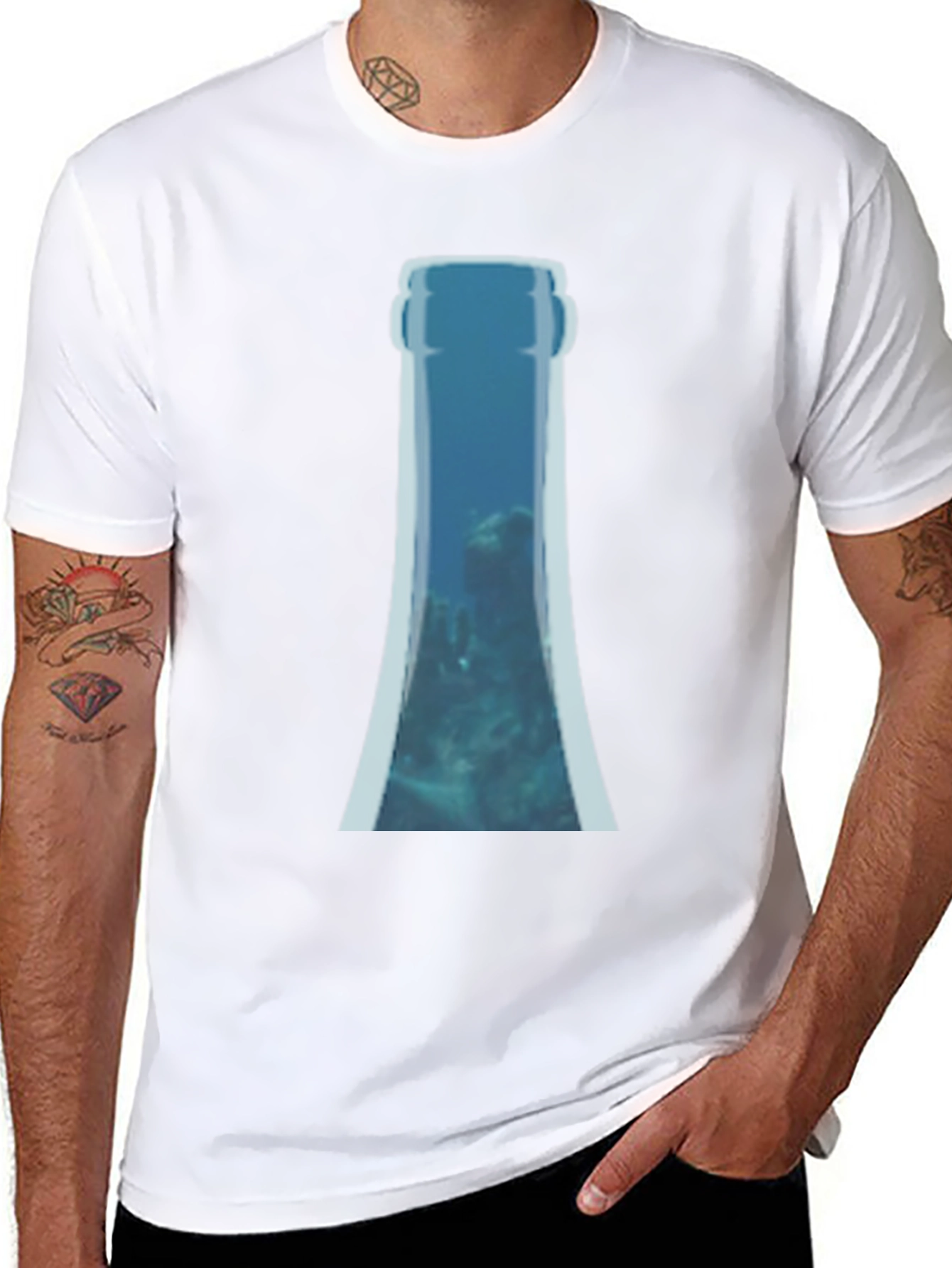Underwater Bottle Graphic Print T-Shirt