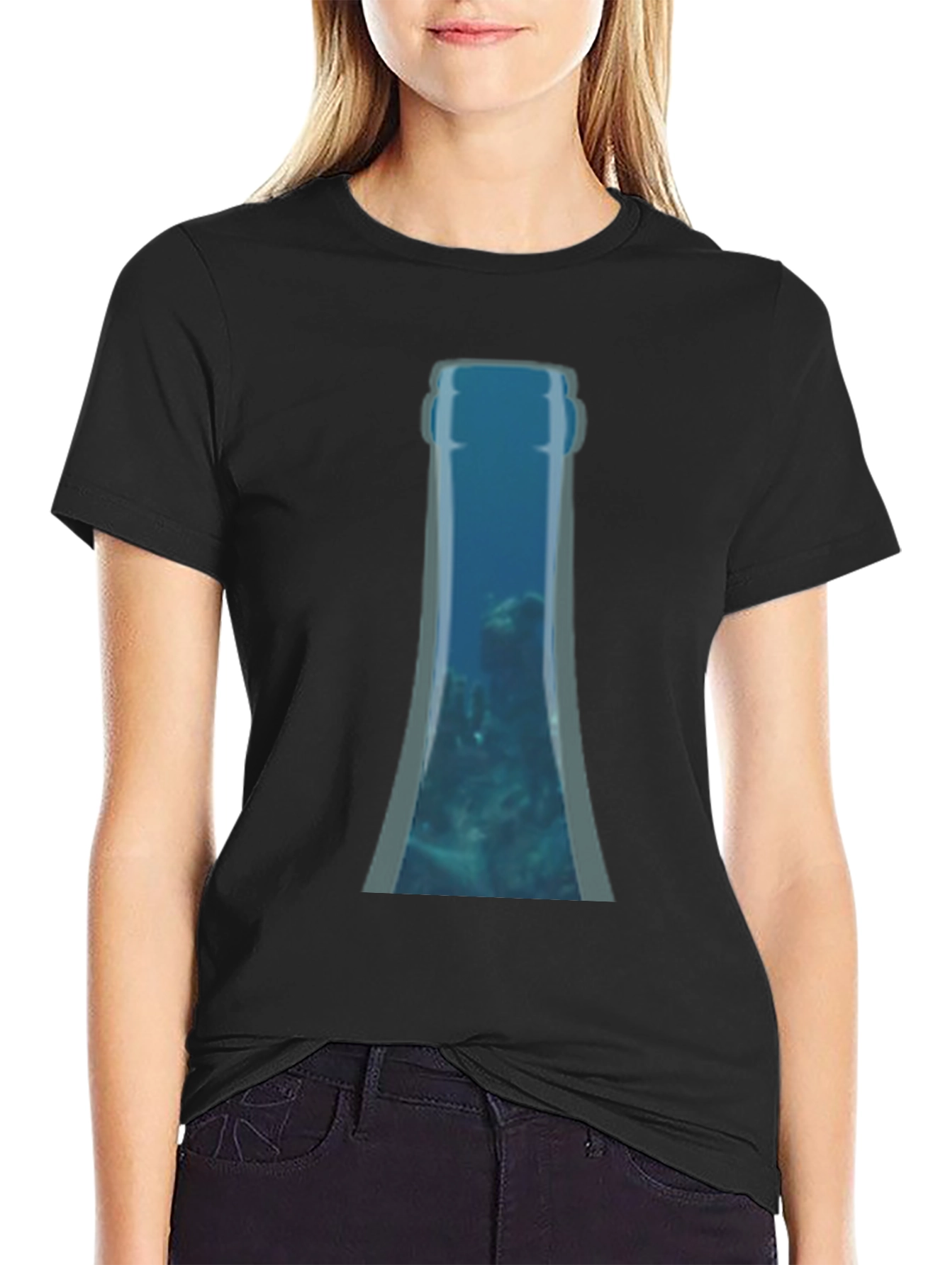 Underwater Bottle Graphic Print T-Shirt