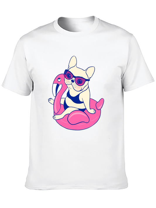 Cool Dog on Flamingo Float T-Shirt