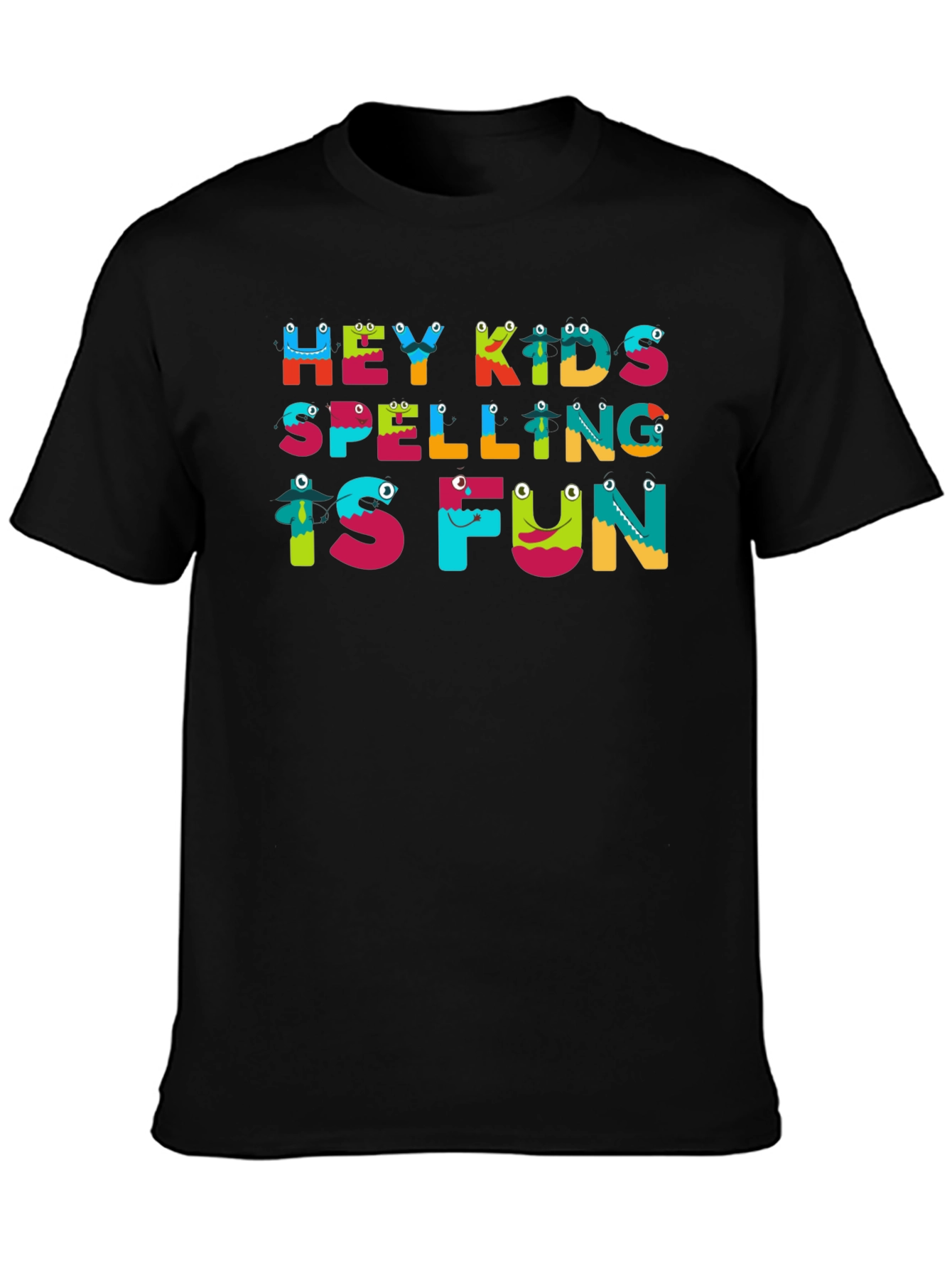Hey Kids Spelling is Fun Black T-Shirt