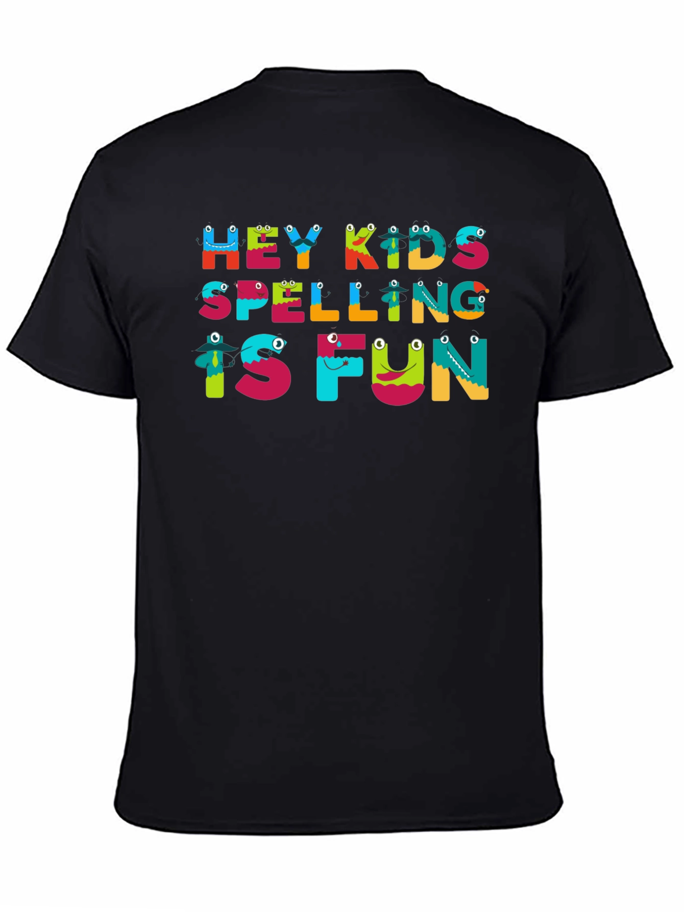 Hey Kids Spelling is Fun Black T-Shirt