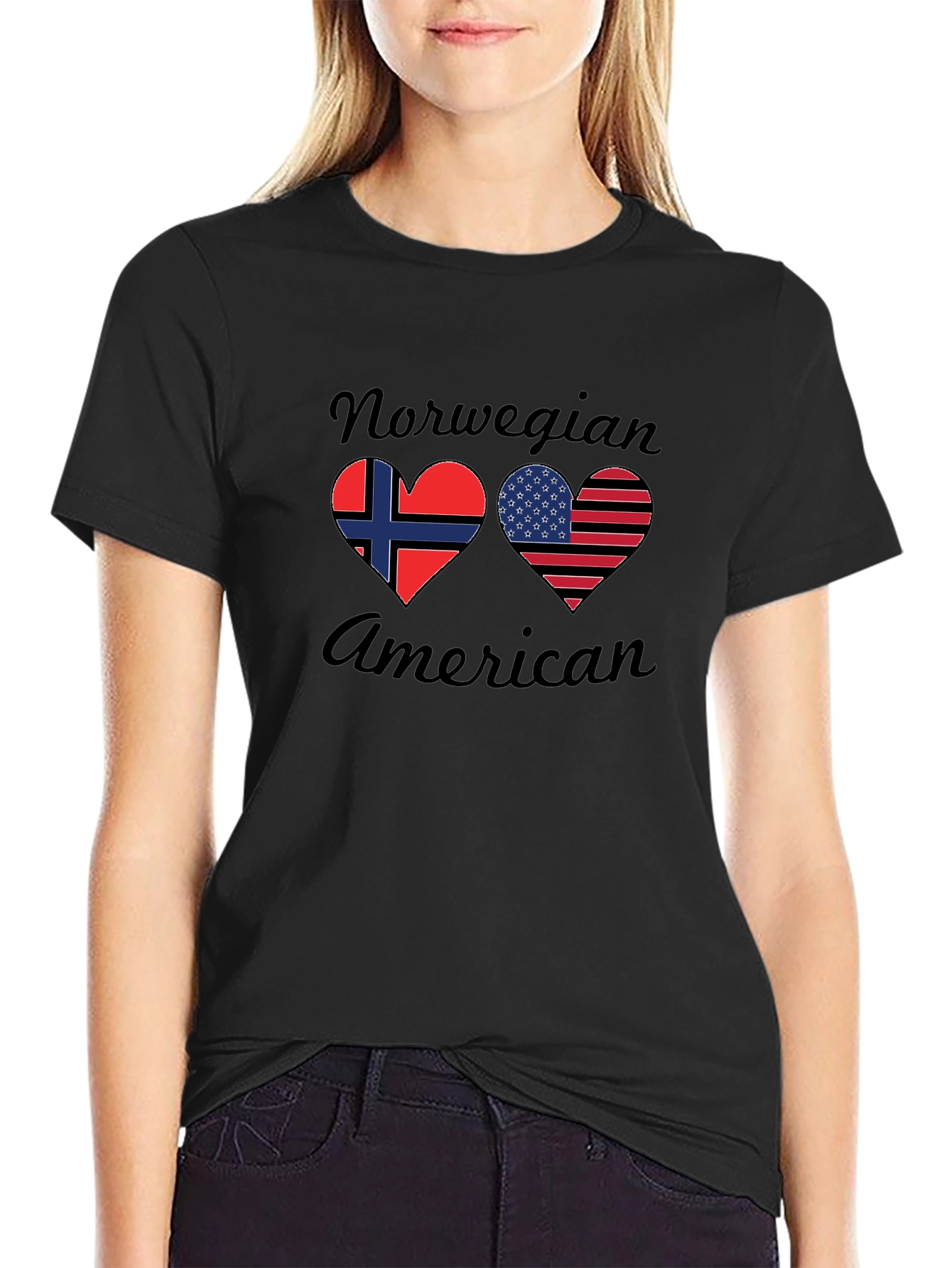 Norwegian American Flag Heart T-Shirt