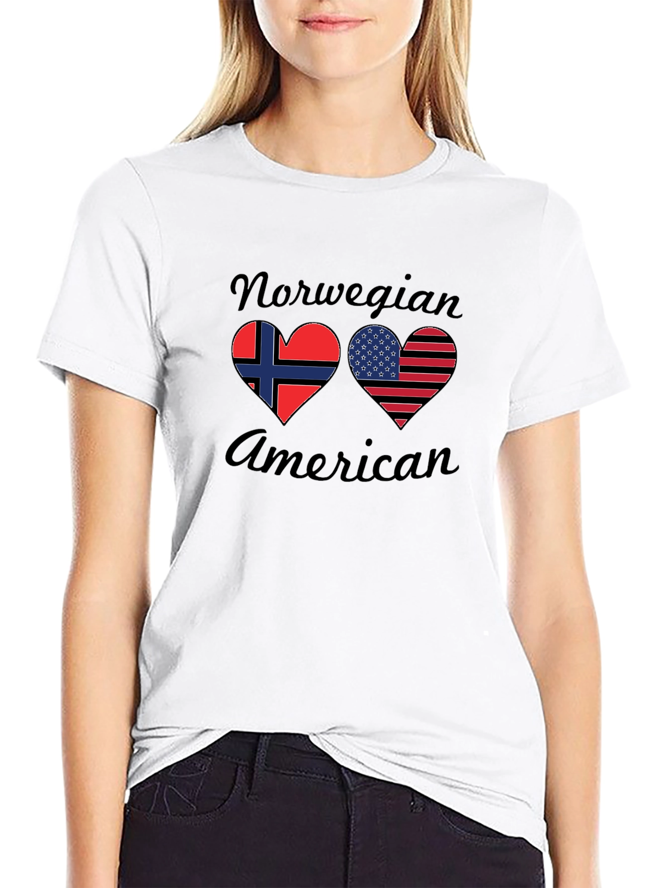 Norwegian American Flag Heart T-Shirt