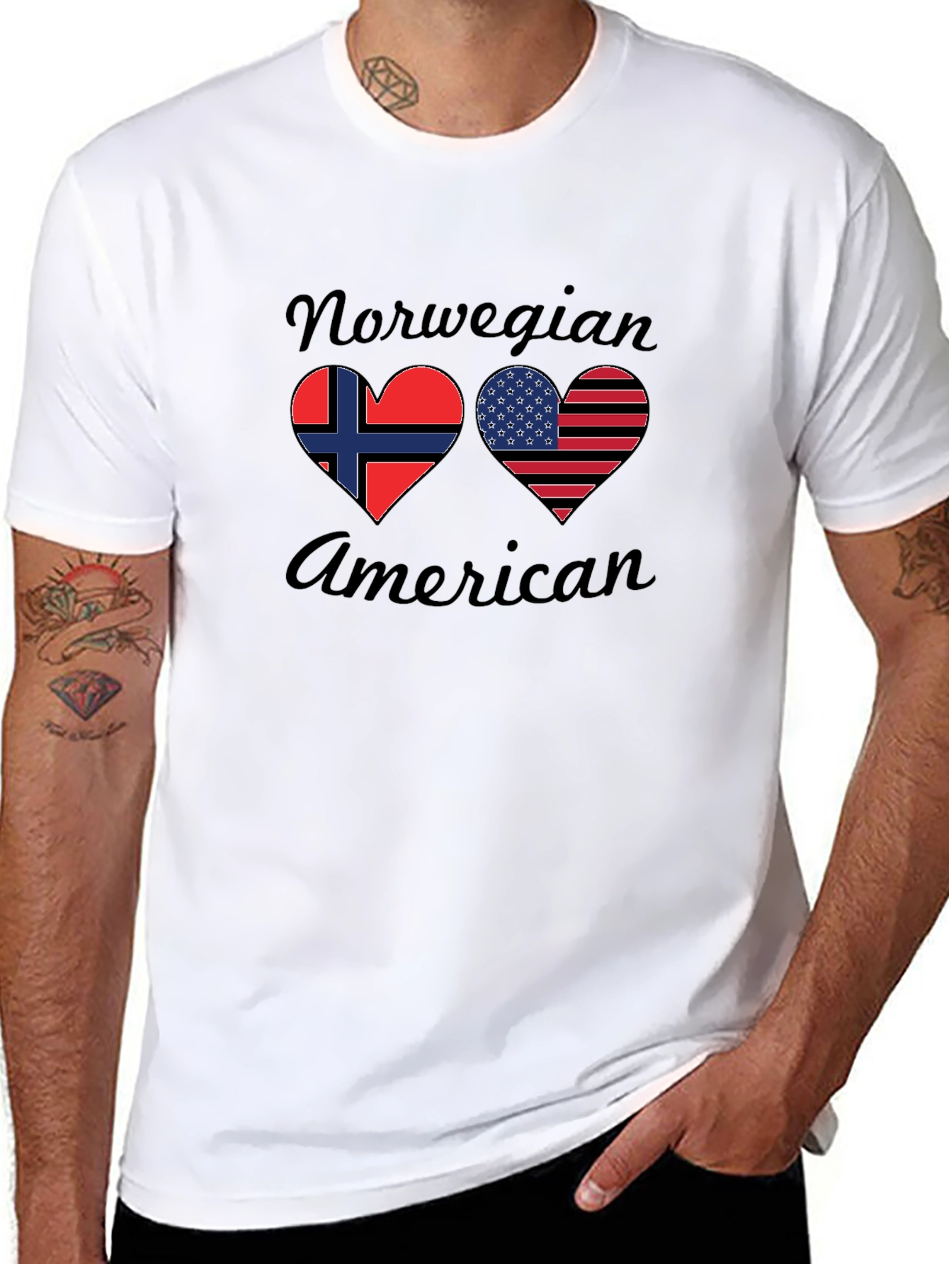 Norwegian American Flag Heart T-Shirt