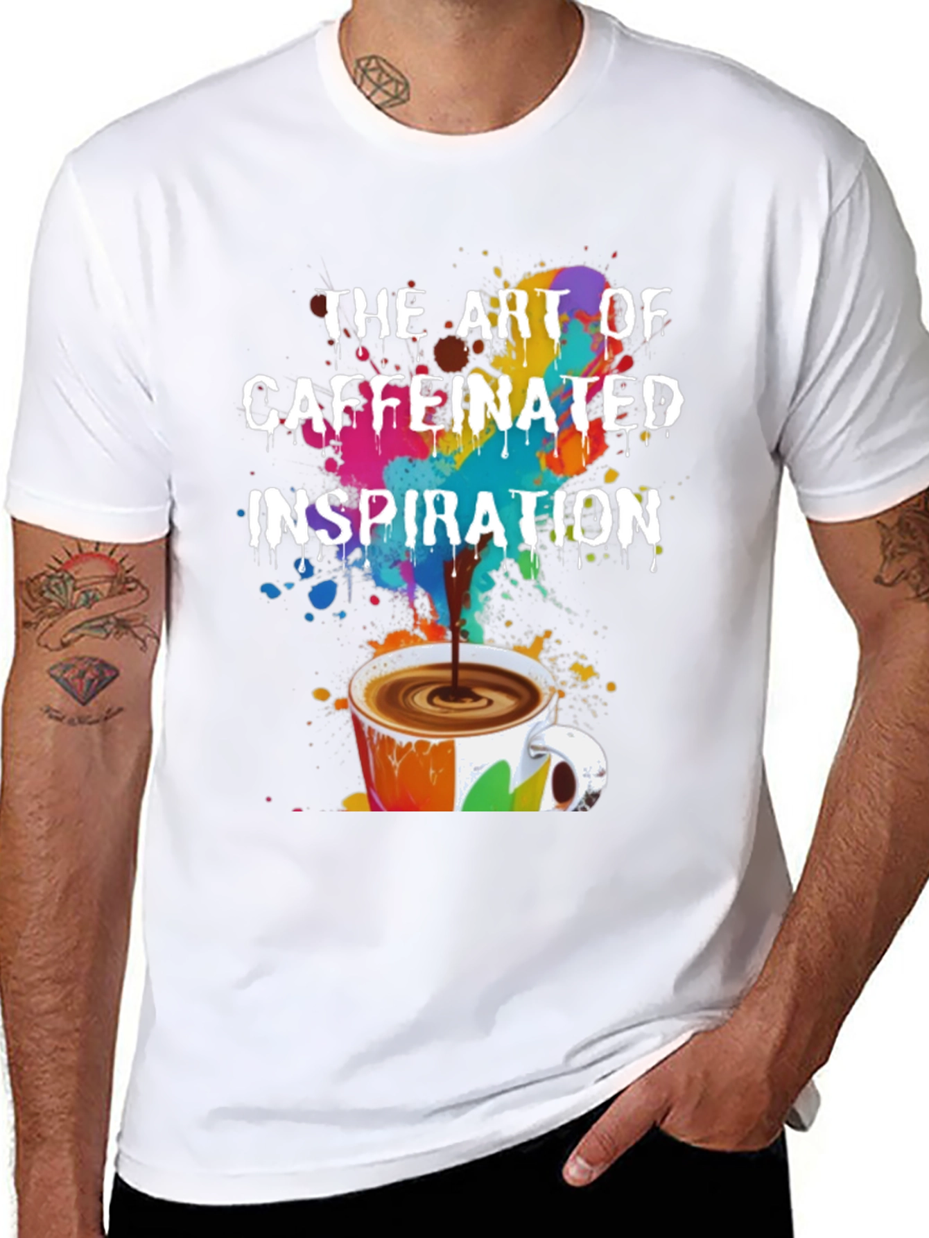 Caffeinated Inspiration T-Shirt - Artistic Coffee Lover Tee