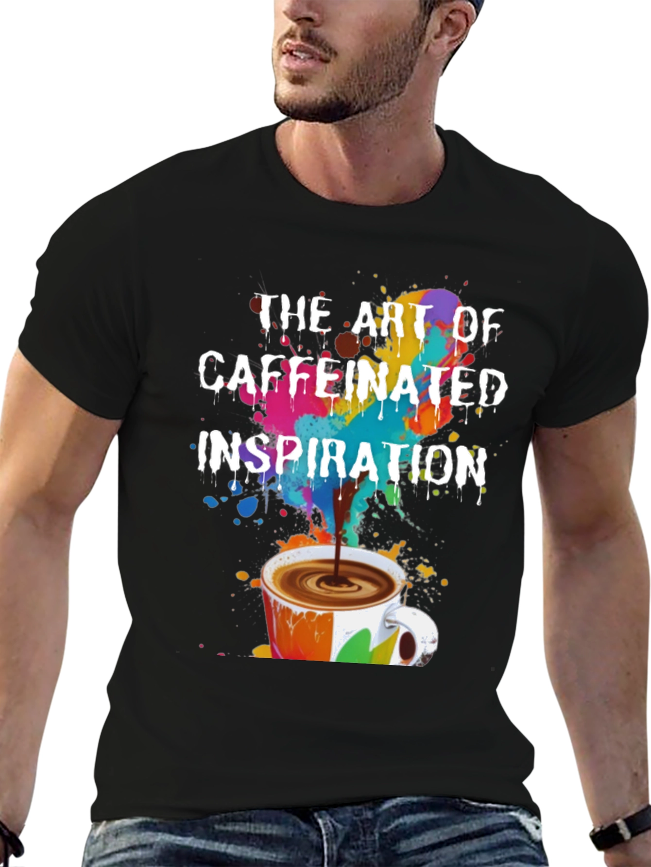 Caffeinated Inspiration T-Shirt - Artistic Coffee Lover Tee
