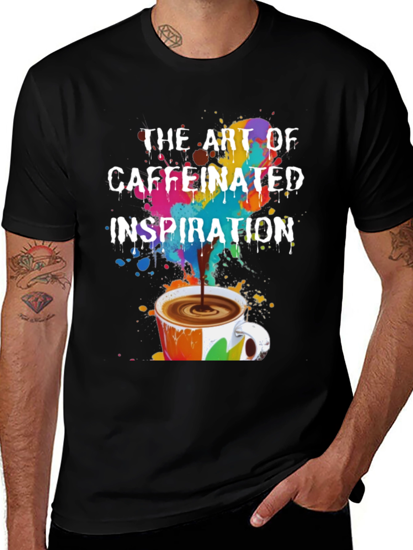 Caffeinated Inspiration T-Shirt - Artistic Coffee Lover Tee
