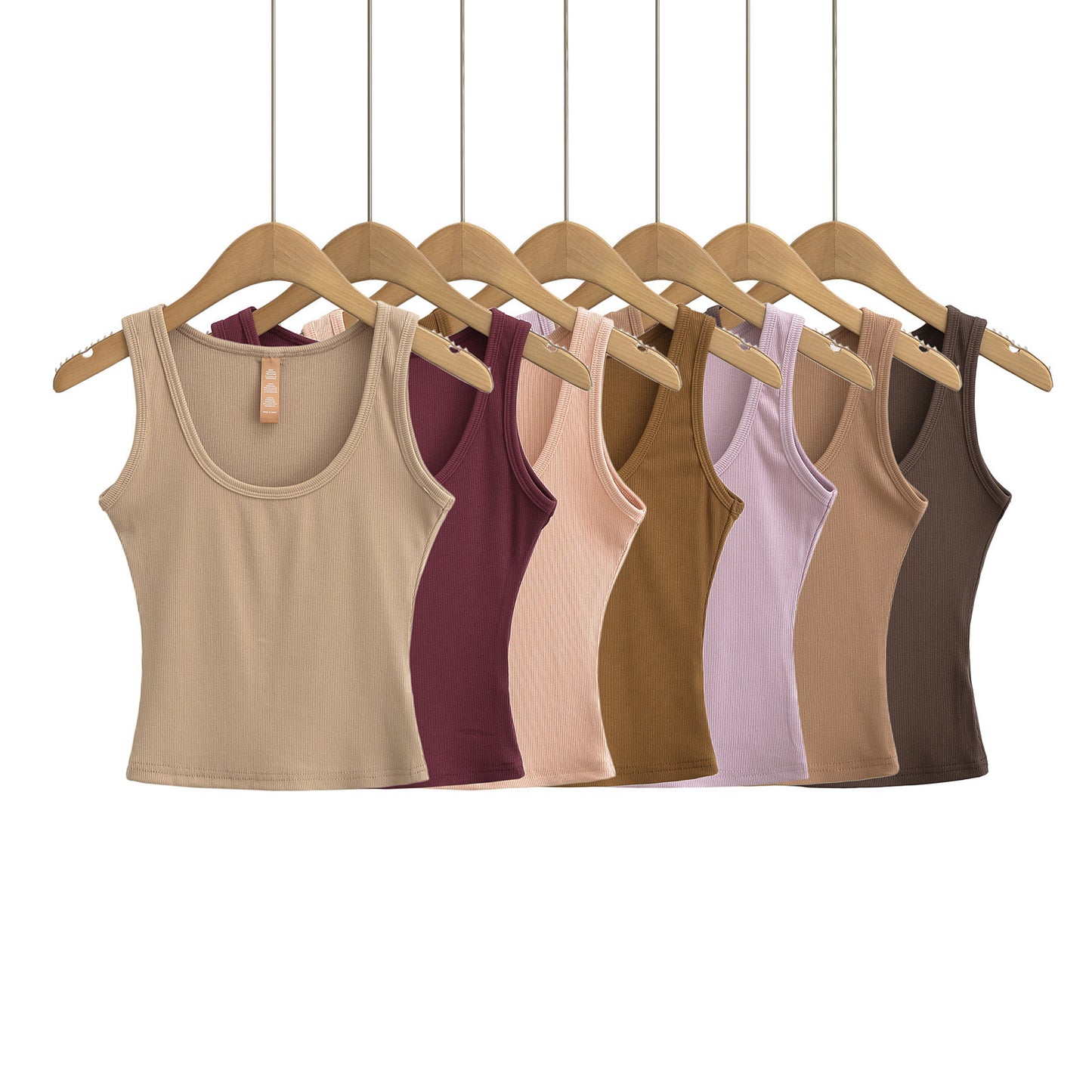 U-neck slim fit short sleeveless vest women's solid color tight suspender top