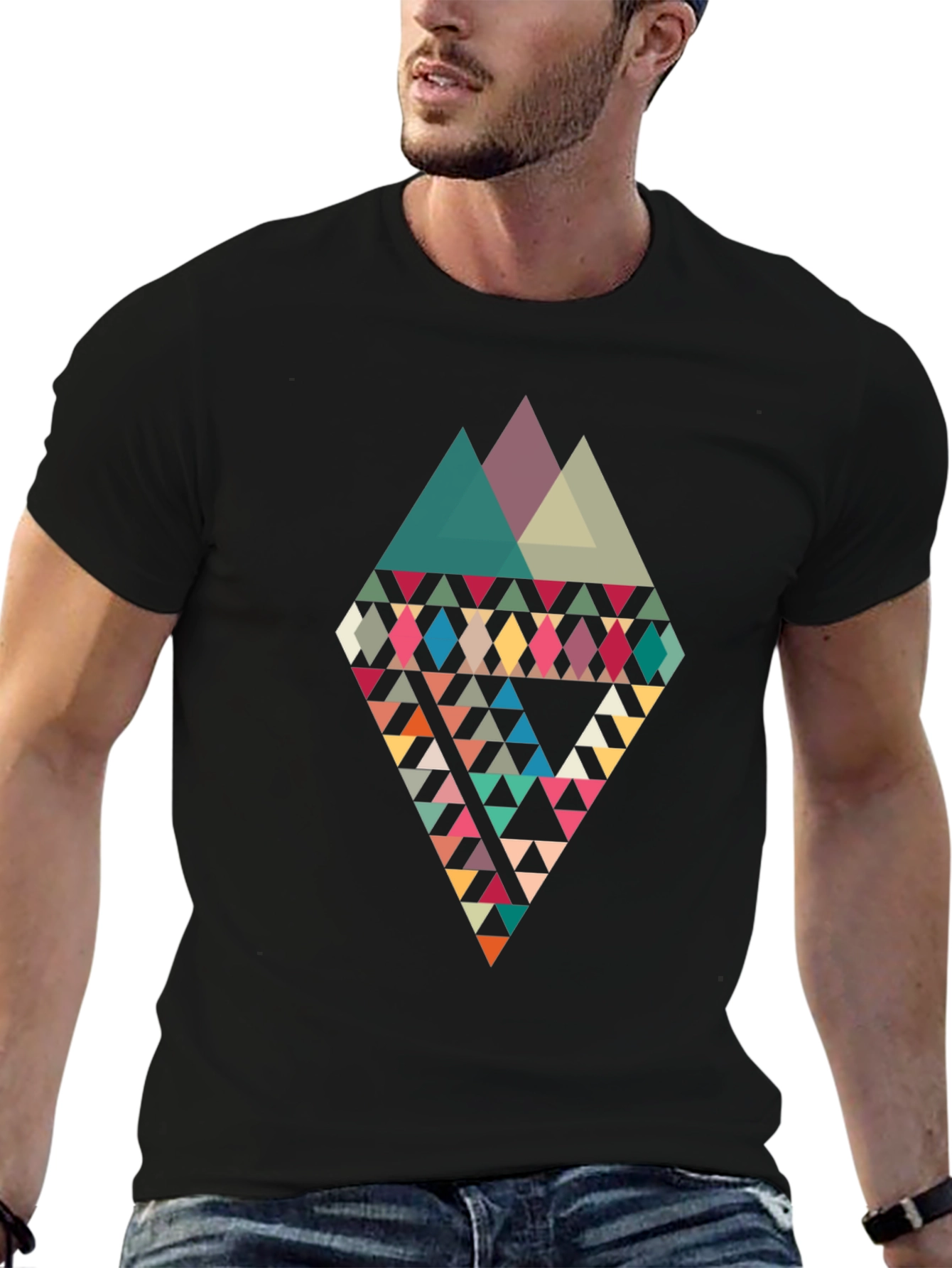 Geometric Diamond Tee - Abstract Triangle Design