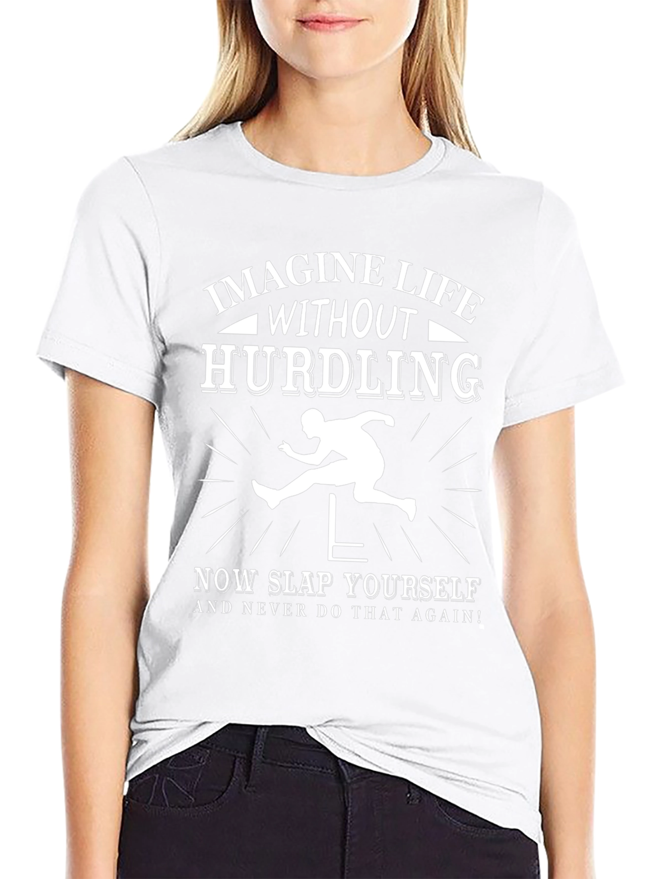 Imagine Life Without Hurdling Black Graphic Tee