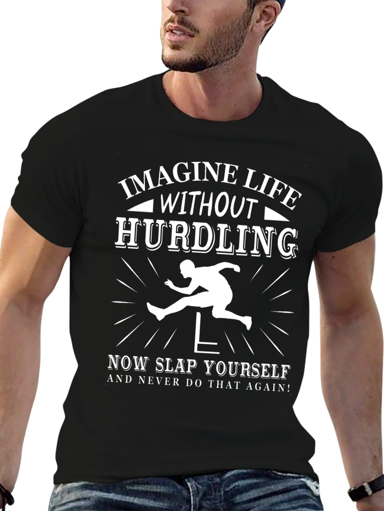 Imagine Life Without Hurdling Black Graphic Tee