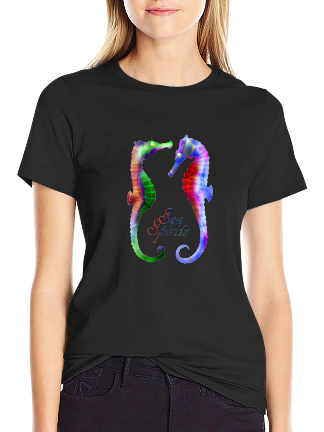 Rainbow Seahorse Graphic Tee - Unique Design