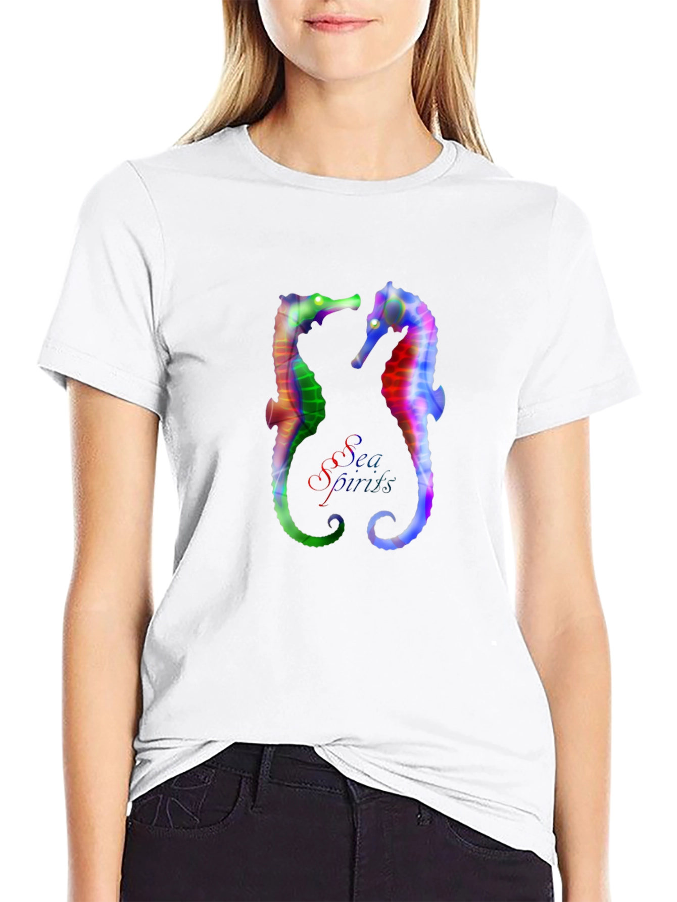 Rainbow Seahorse Graphic Tee - Unique Design