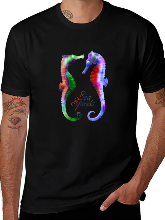 Rainbow Seahorse Graphic Tee - Unique Design