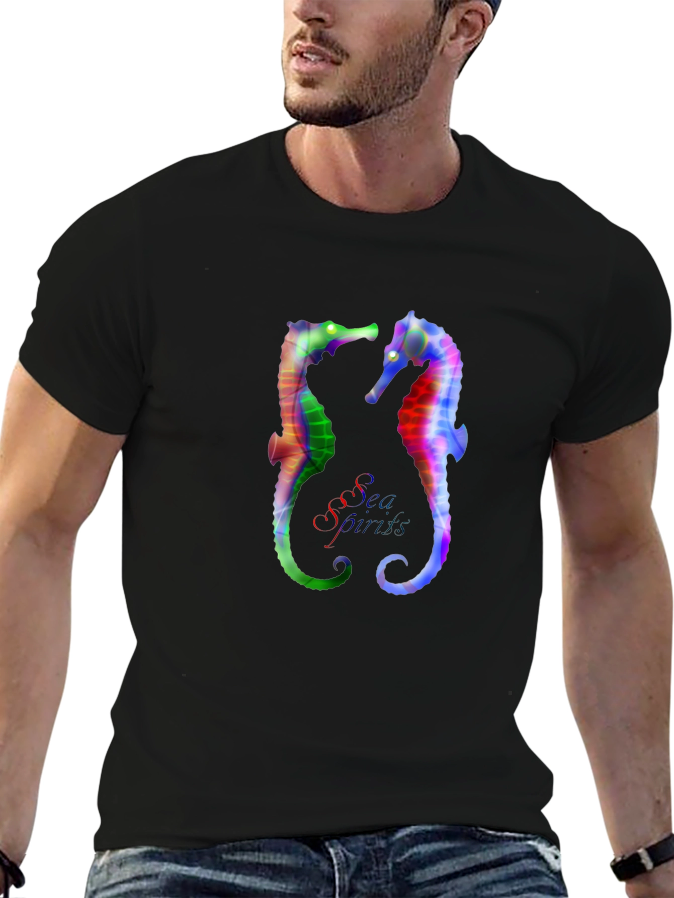 Rainbow Seahorse Graphic Tee - Unique Design