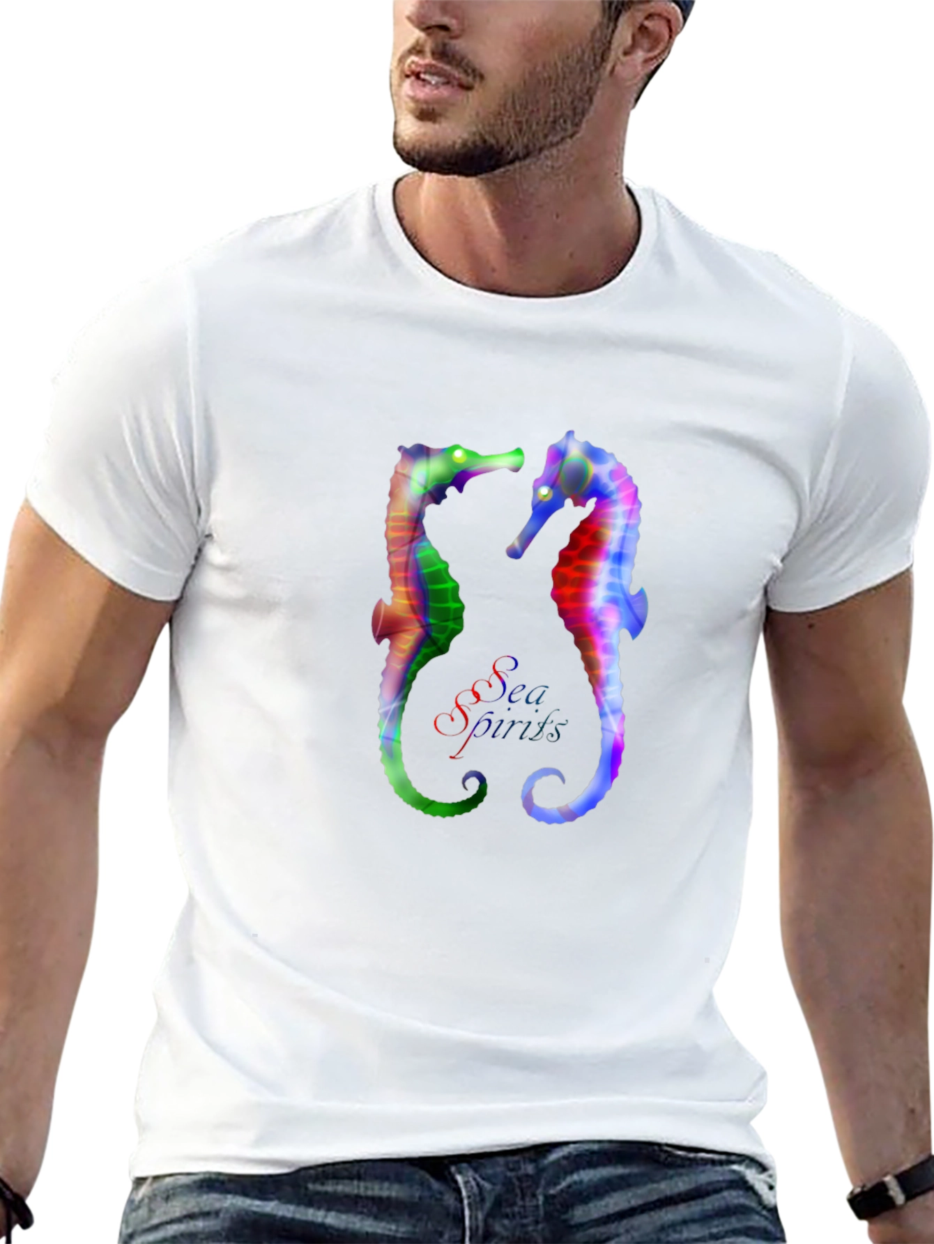 Rainbow Seahorse Graphic Tee - Unique Design