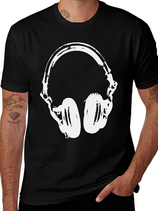 Cool Headphones Graphic T-Shirt - Black