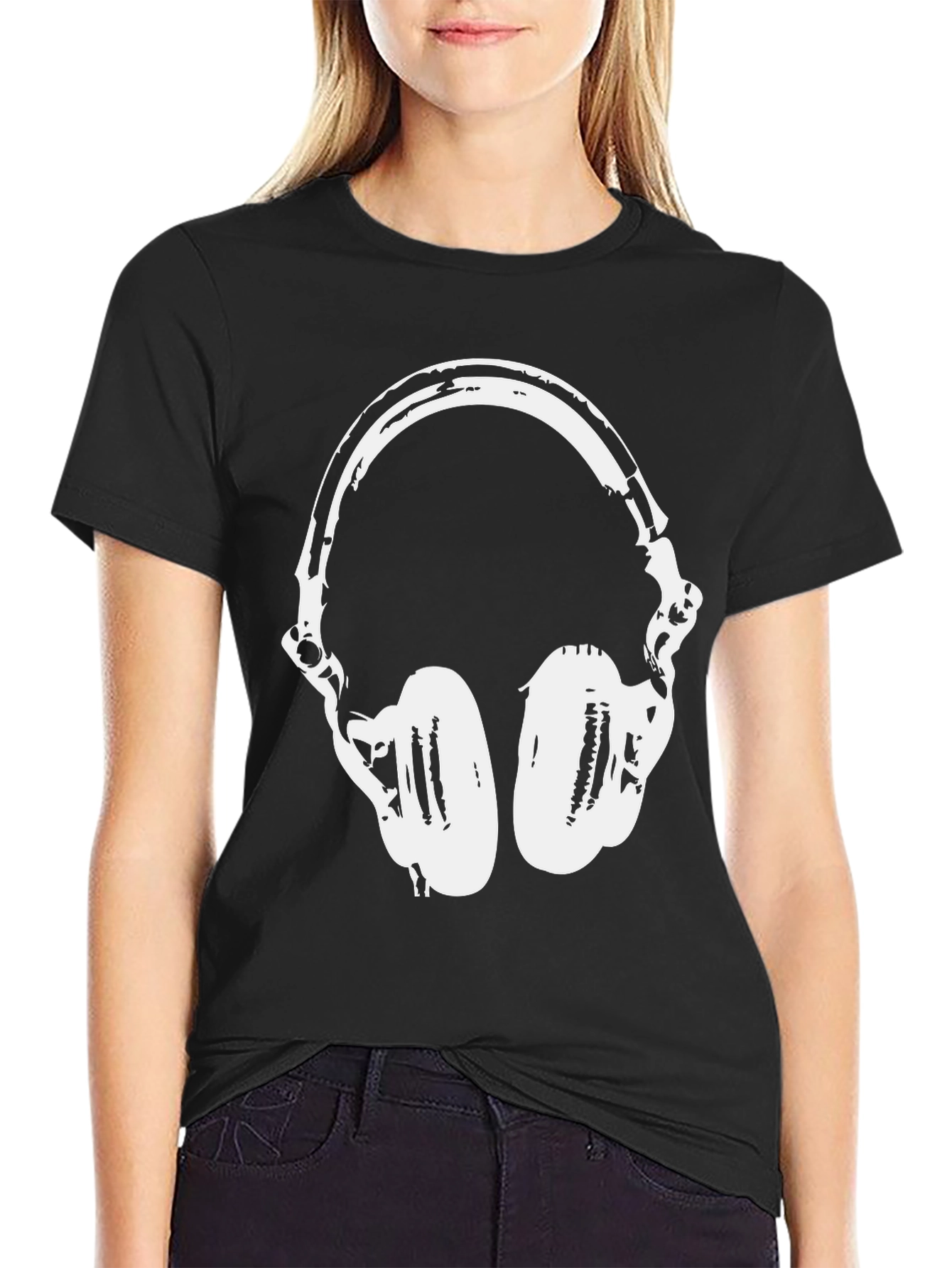 Cool Headphones Graphic T-Shirt - Black