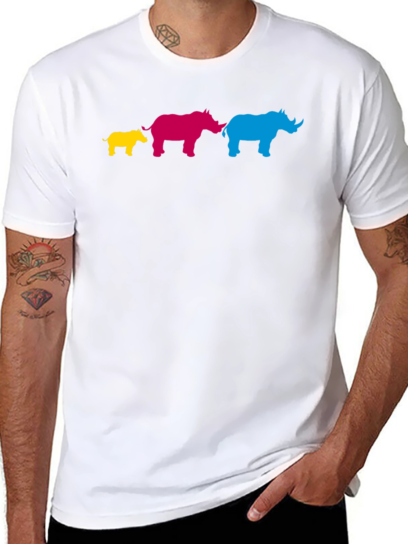 Colorful Rhino Family T-Shirt
