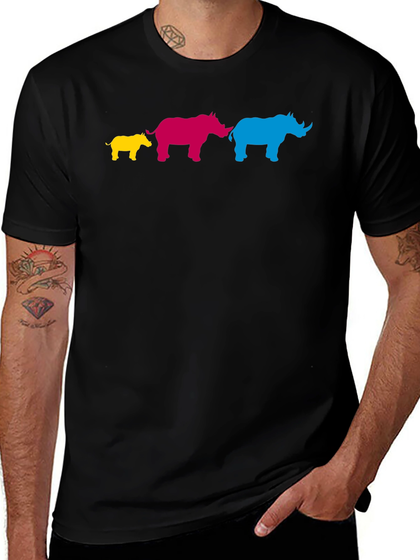 Colorful Rhino Family T-Shirt