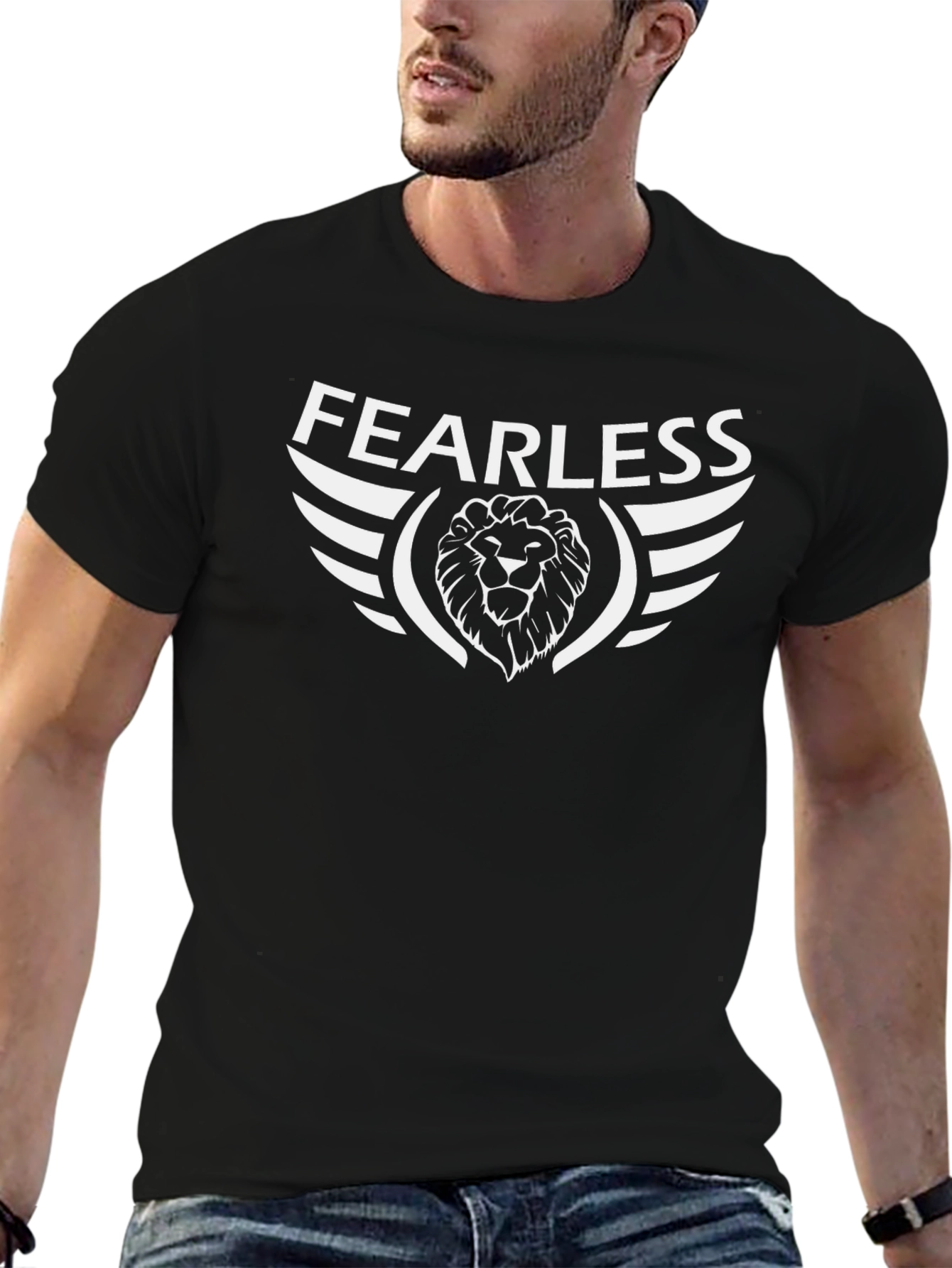 Fearless Lion Graphic T-Shirt - Black