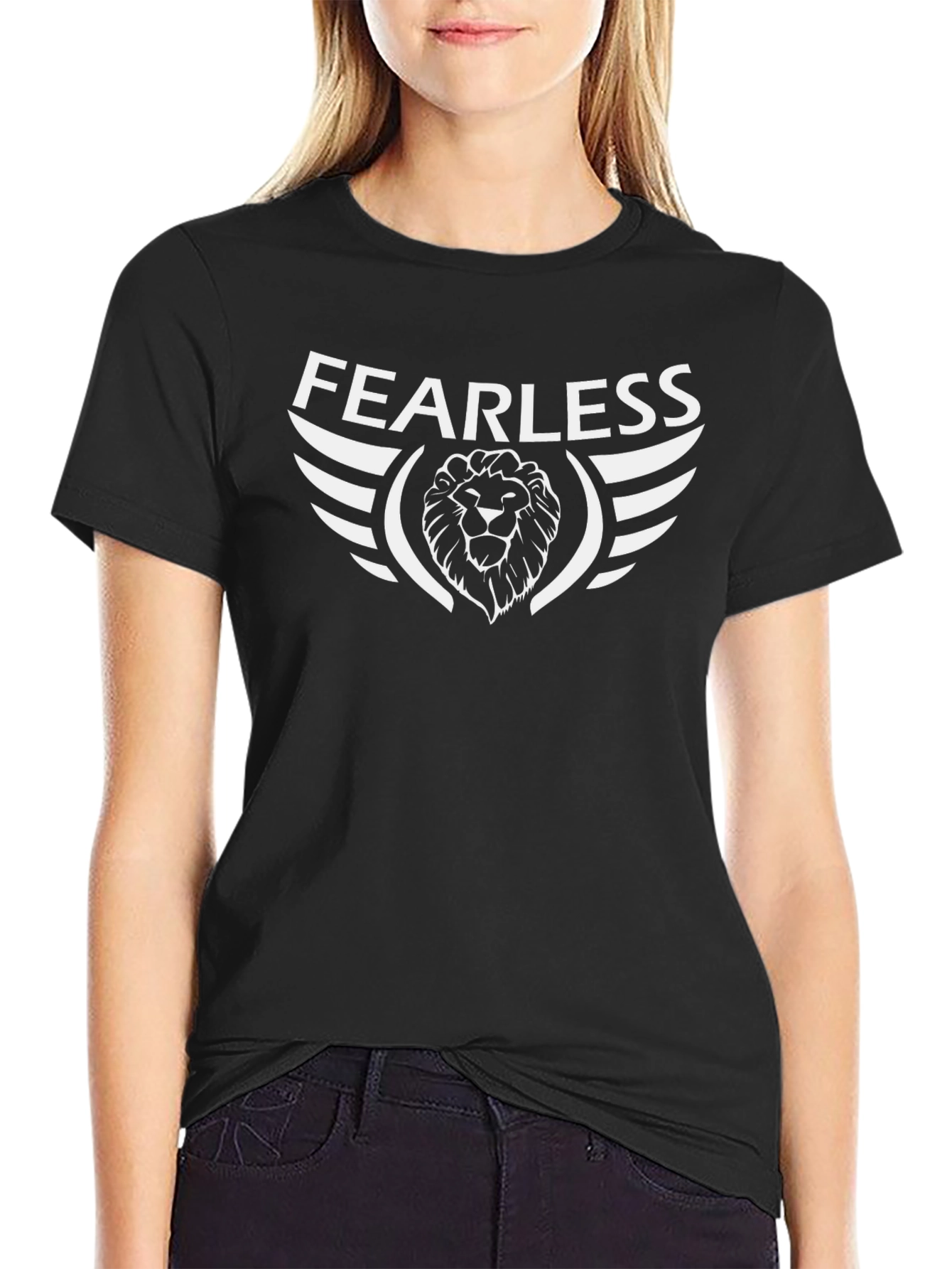Fearless Lion Graphic T-Shirt - Black