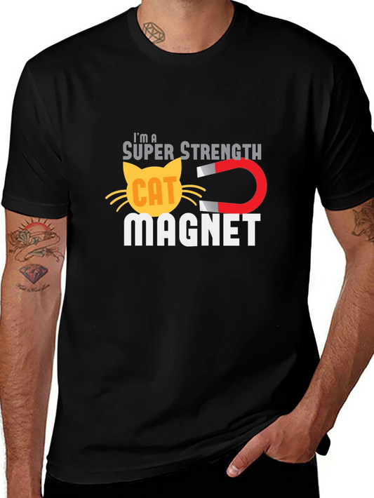 Super Strength Cat Magnet Graphic T-Shirt