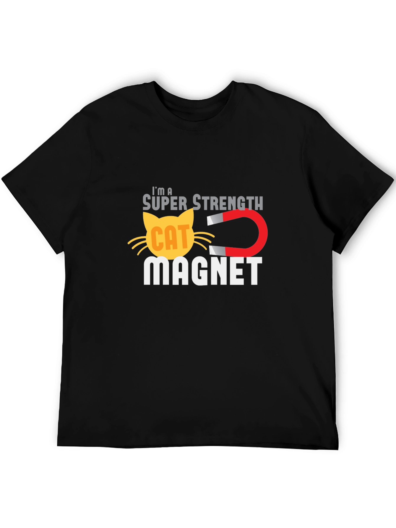 Super Strength Cat Magnet Graphic T-Shirt