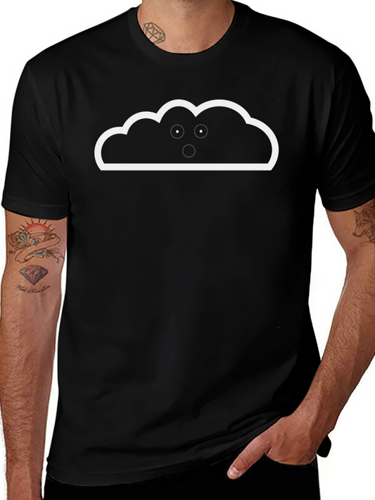 Cloud Face Graphic Tee - Modern Black T-Shirt