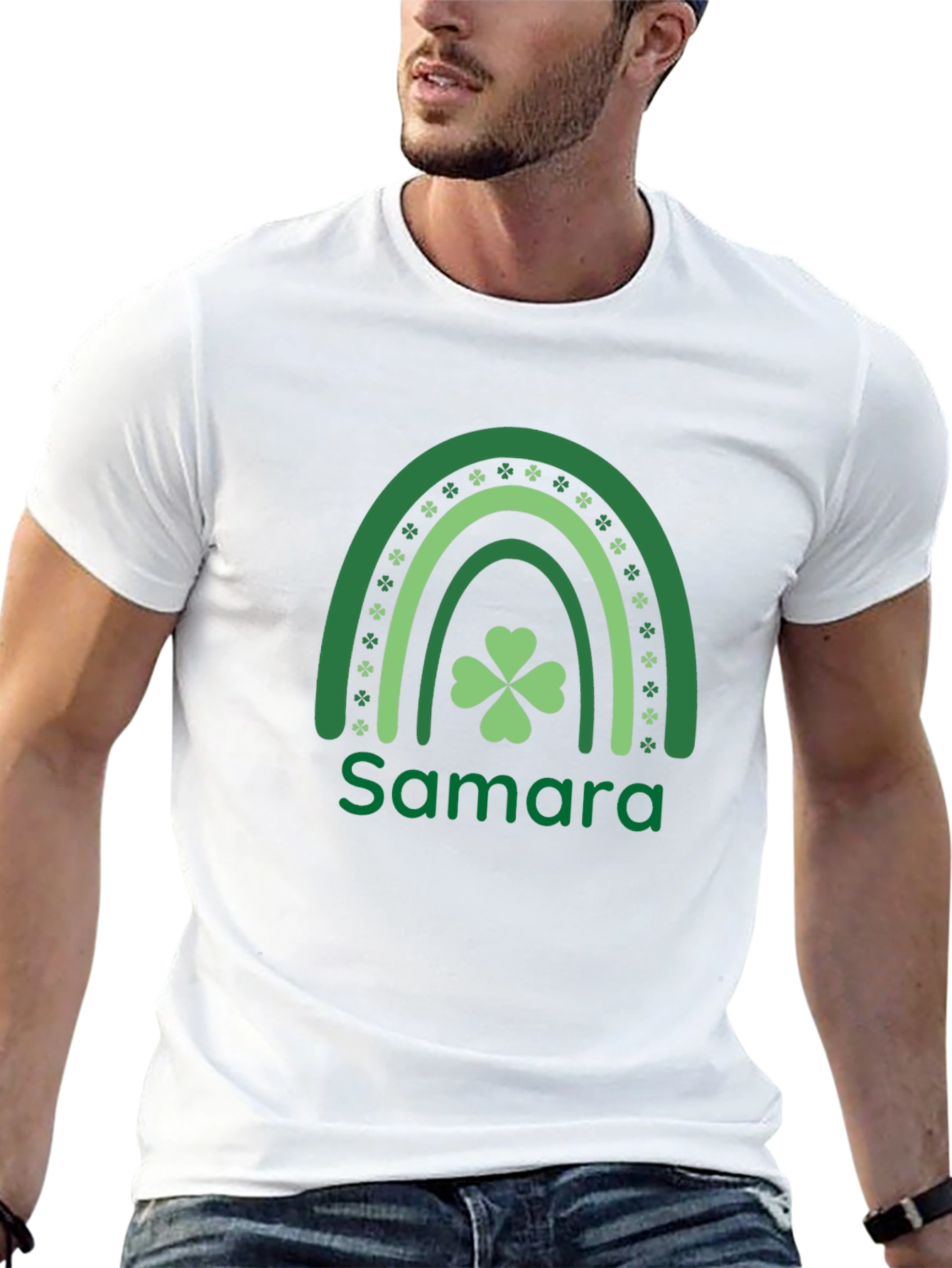 St. Patricks Day Rainbow Shamrock Personalized T-Shirt