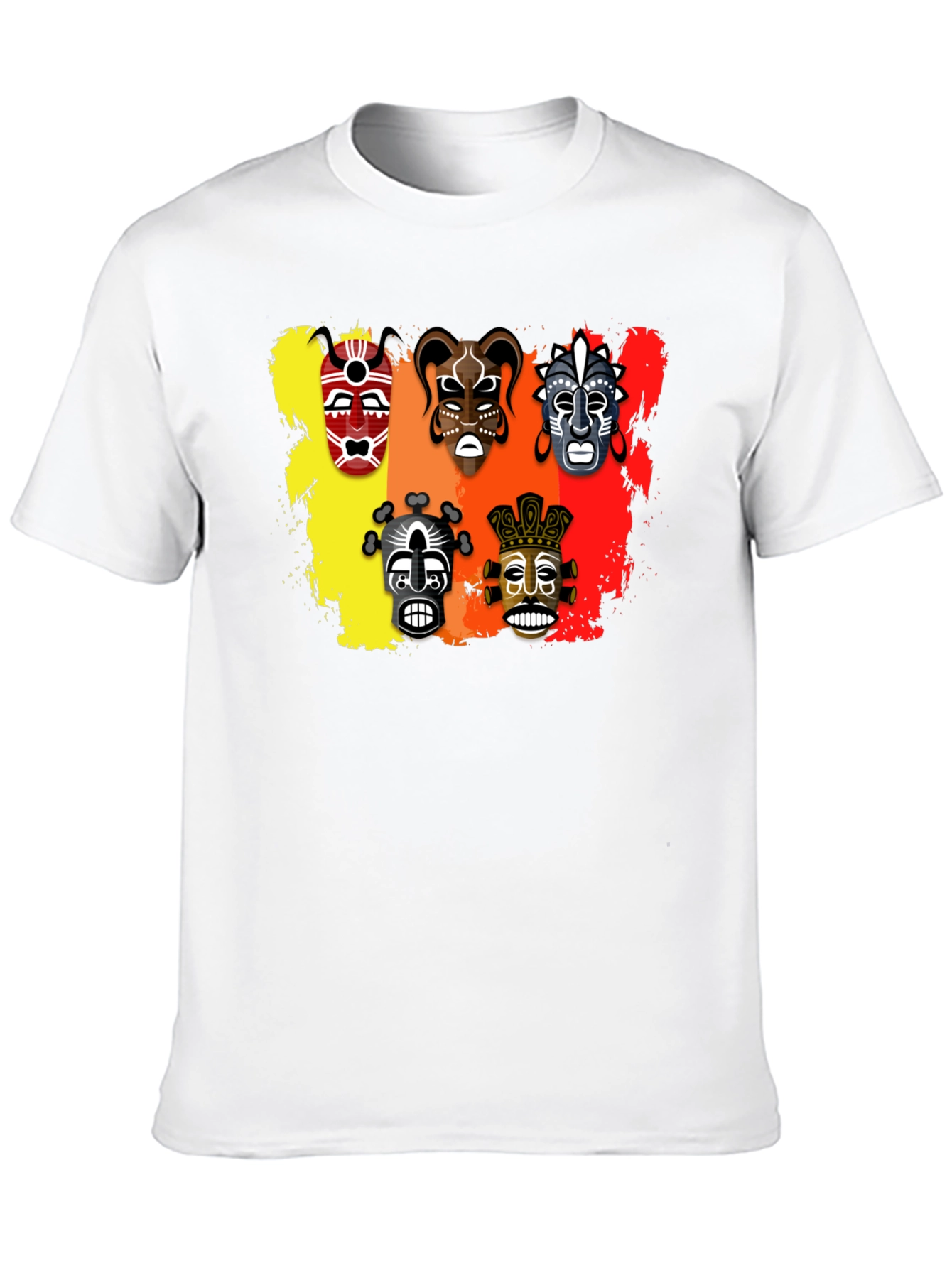 Tribal Mask Graphic Print Black T-Shirt